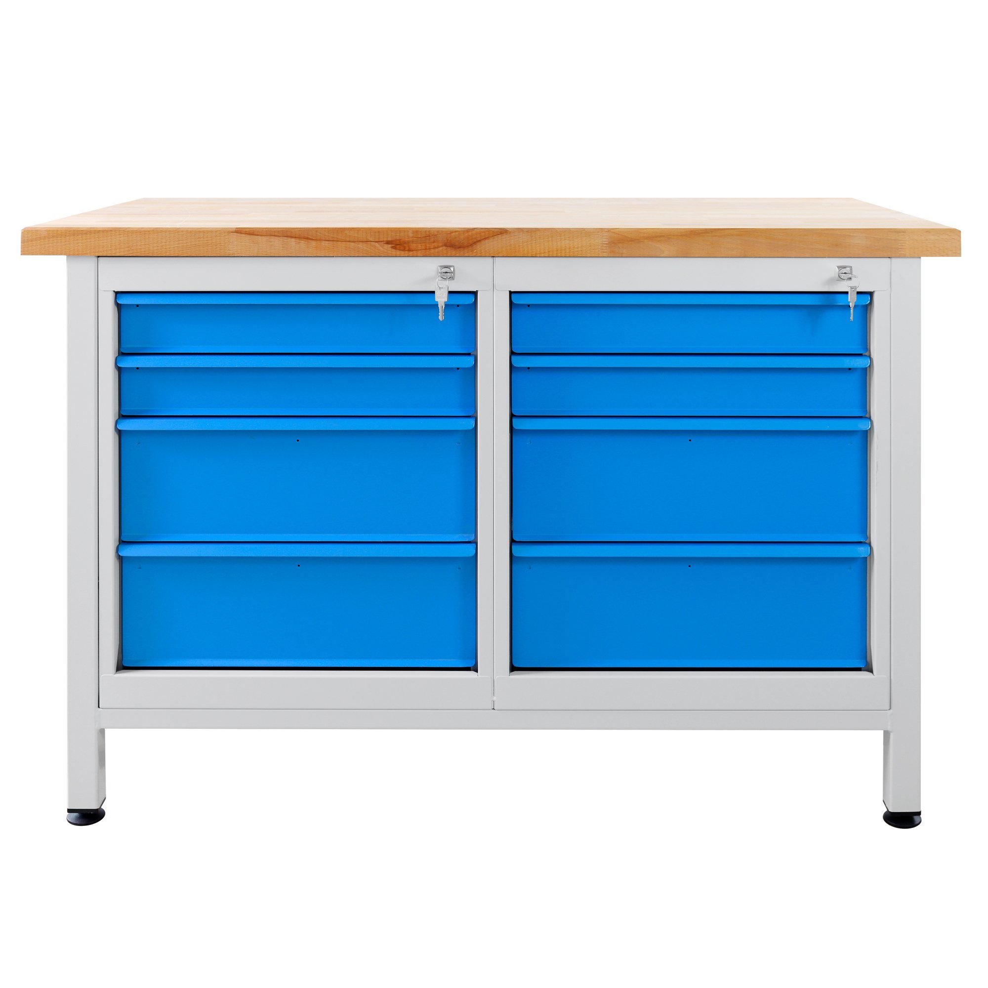 ADB Werkbank mit Holz Arbeitsplatte und 8 Schubladen B 1200 x T 600 x H 840