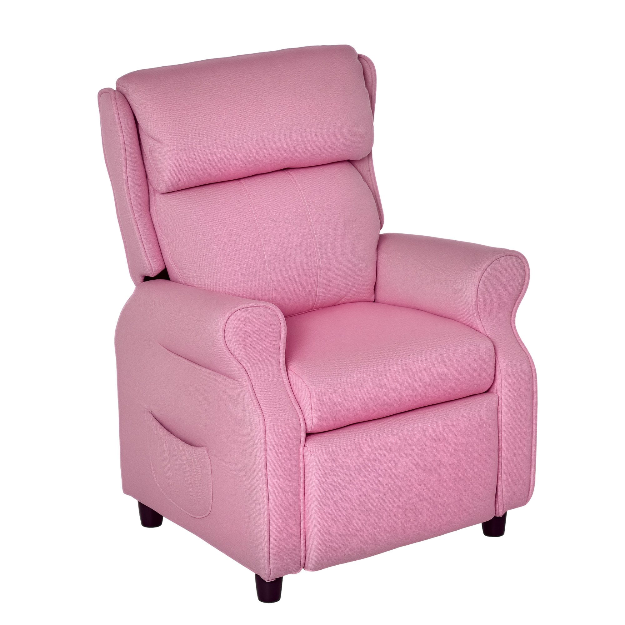 REDOM Sessel Sitzsessel für Kinder mit Armlehne und Fußstütze, ergonomisch (1-St., Verstellbarer Kindersessel, bequeme Kinderliege für Spielen & Lesen), Kinder Sofa / Kindersessel mit Relaxfunktion Rosa 58 x 53 x 70 cm