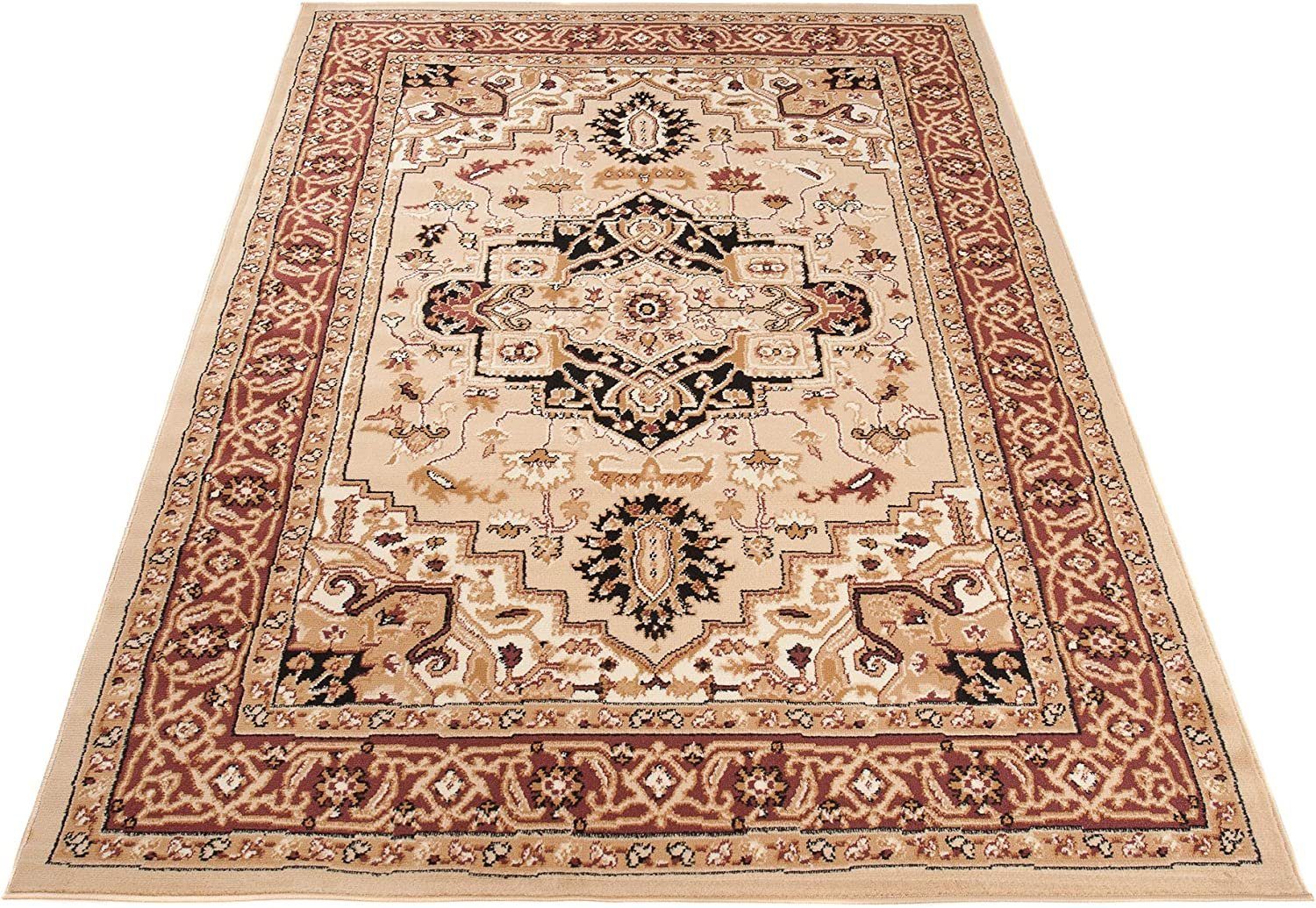 Mazovia Orientteppich DY-EUFRAT-Q011A-BLACK, 80x150, Orientalisch, Blumenmuster, Klassisch, Kurzflor, Gemustert