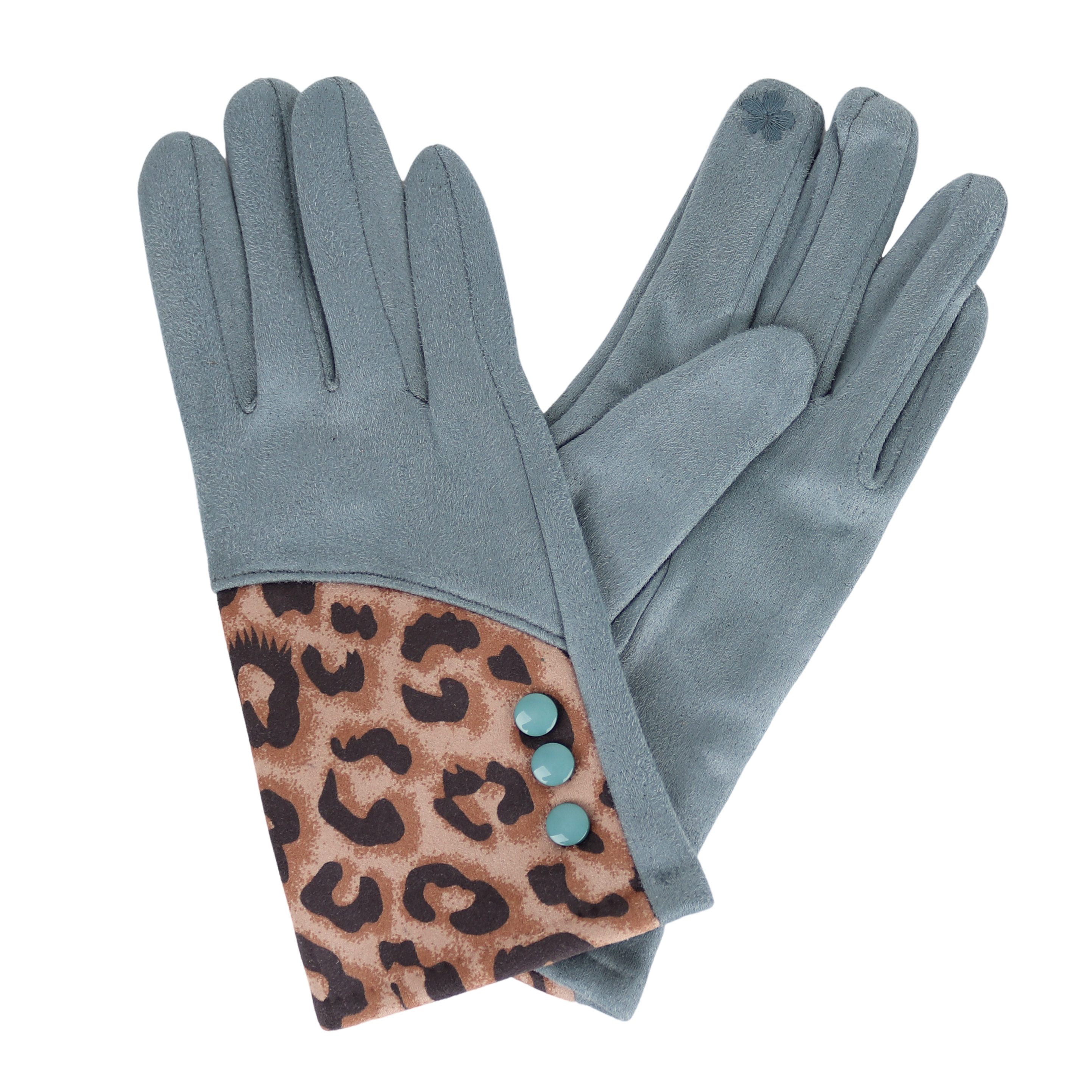 MIRROSI Fleecehandschuhe Damen Touchscreen Handschuhe gefüttert Warm ONESIZE (Leopard Leo Muster) aus Stoff sehr weich und warm ideal für Herbst oder Winter