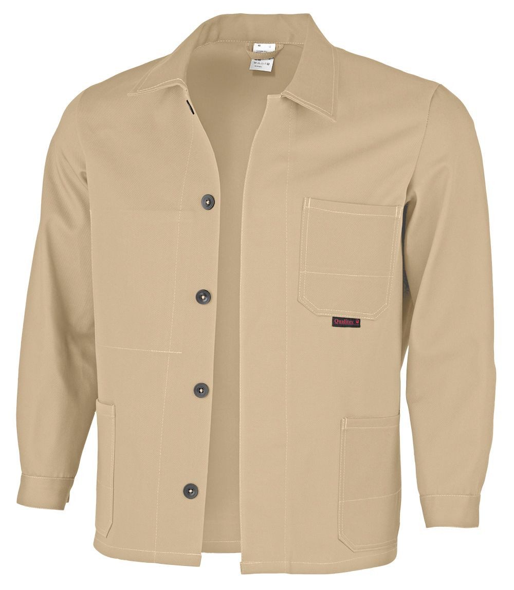 Qualitex Workwear Arbeitsjacke lange favorit-Werkstattjacke aus reiner Baumwolle (Bundjacke BW 320 g) (1-St) Langjacke mit 4 Taschen - Strapazierfähig - Pflegeleicht - Waschbar