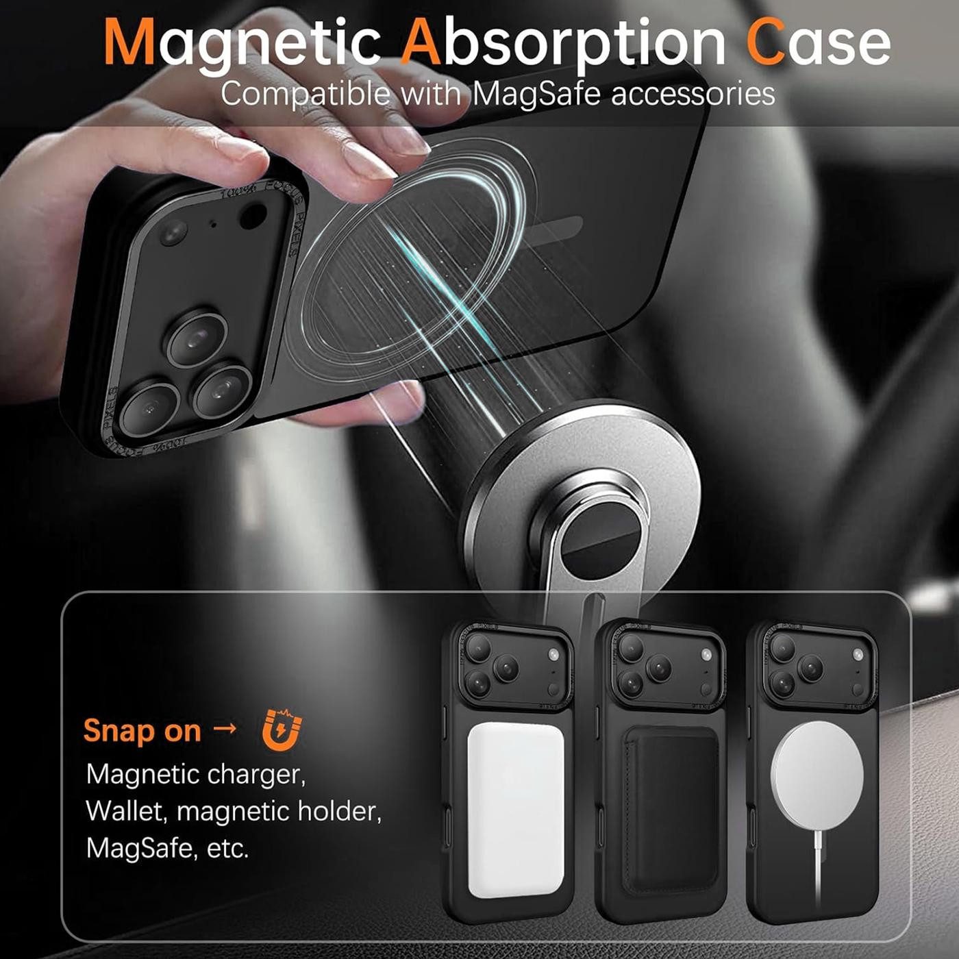 CoolGadget Handyhülle Magnet Hülle für iPhone 17 Pro Schutzhülle mit Metall Kamerarahmen 6,3 Zoll, magnetisches Schutzcase Matt Stoßfest kompatibel mit Magsafe  – Bild 4 von 5
