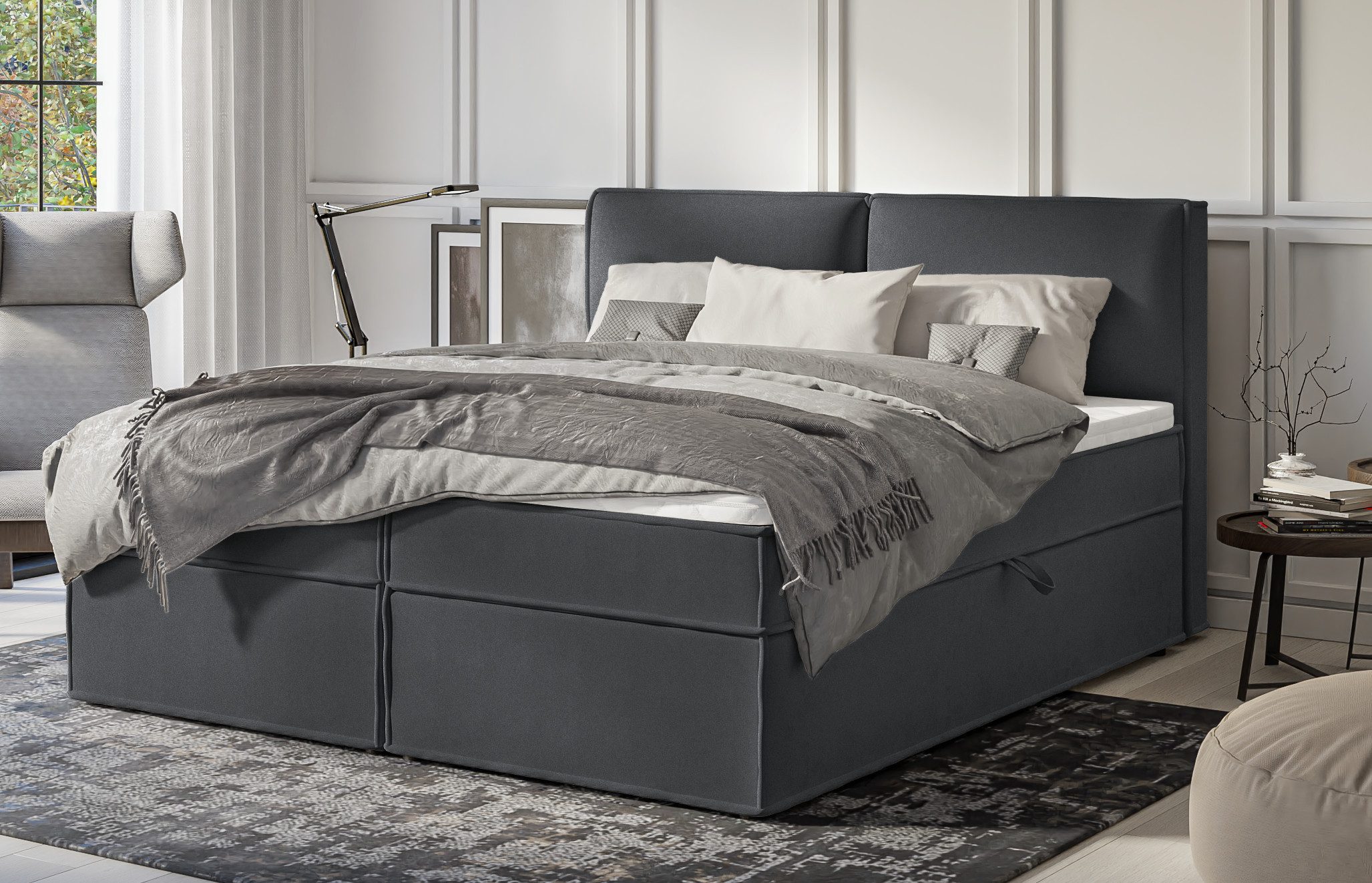S-Style Möbel Boxspringbett Plaza mit Topper und Bettkästen aus Luxusmicrof günstig online kaufen