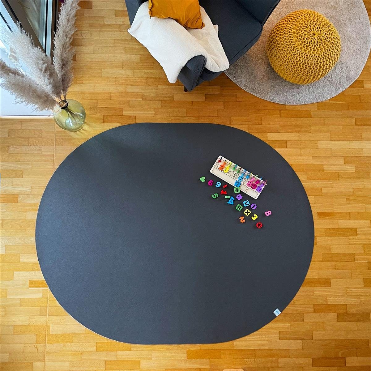 Sanosoft Spielmatte Sanosoft ovale Krabbelmatte 160x200cm Grau