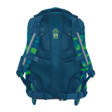 coocazoo Schulranzen Schulrucksack-Set MATE Lime Stripe 3-teilig (Rucksack, Mäppchen, Sporttasche), ab 5. Klasse, ergonomisch, reflektiert