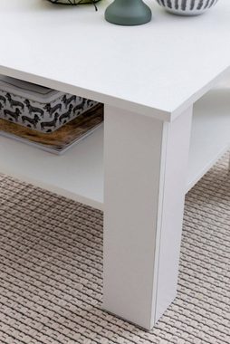 furnicato Couchtisch Gina Weiß 60x60 cm Design Holztisch mit Ablage, Wohnzimmertisch