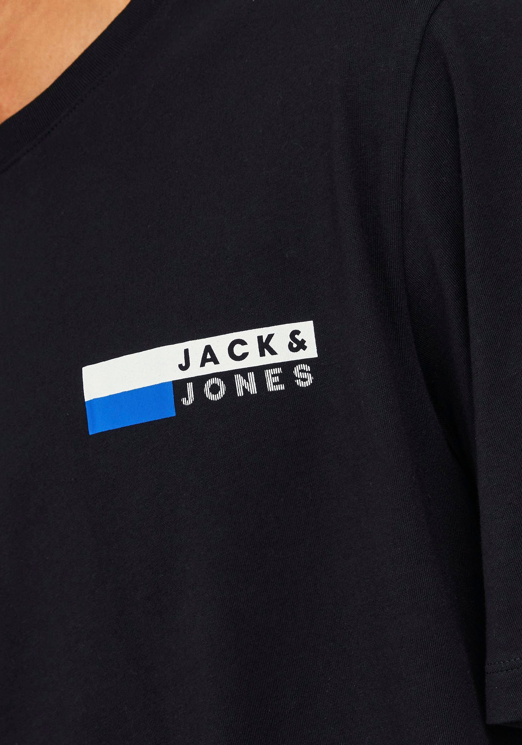 Jack & LOGO black TEE JJECORP O-NECK Rundhalsshirt SS PLAY Jones NOOS