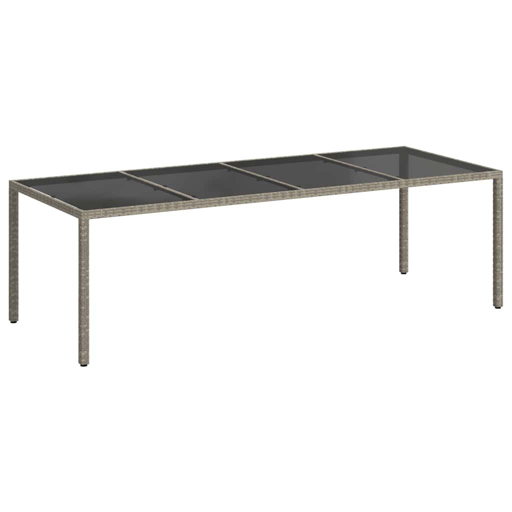 vidaXL Gartentisch Gartentisch Grau 250x100x75 cm Hartglas und Poly Rattan (1-St)