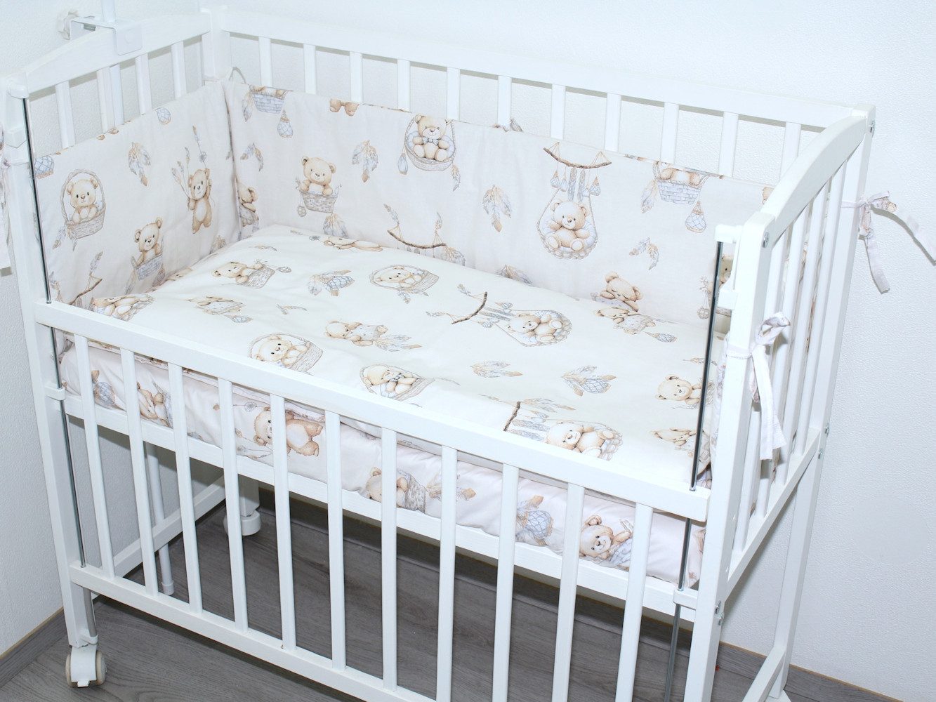 Primawela Beistellbett Baby Bettwäsche für Beistellbett mit Nestchen Spannbettlaken 6 teilig