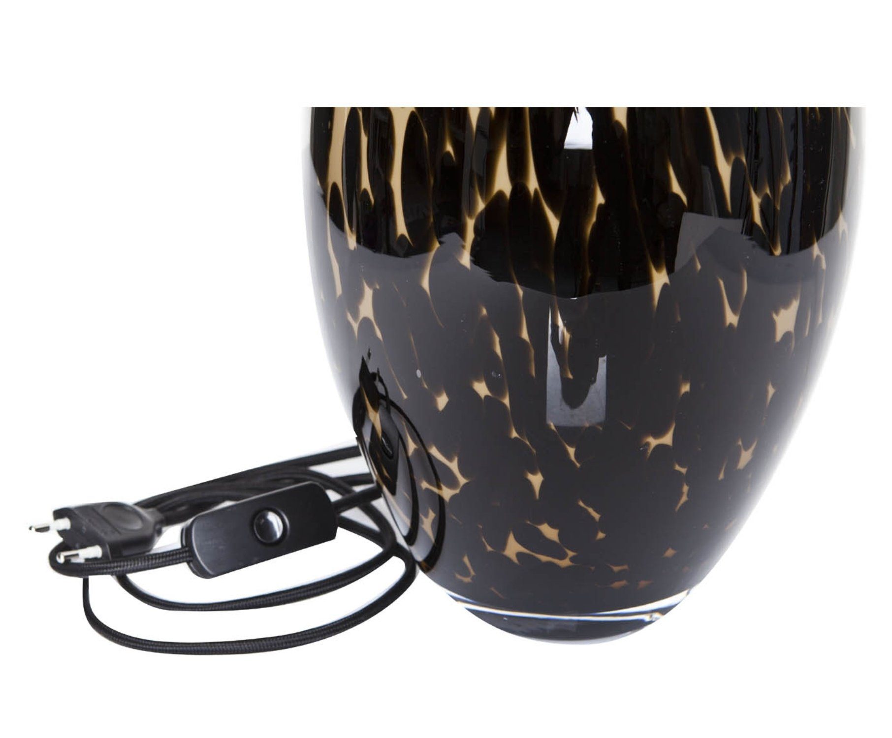 gefleckt Signature Stoff Home aus schwarz, Tischleuchte Glas Lampenschirm mit braun mundgeblasen Tischlampe ohne Collection Leuchtmittel, warmweiß, Tischleuchte Glas