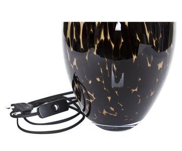 Signature Home Collection Tischleuchte Tischlampe Glas braun gefleckt mit Lampenschirm Stoff schwarz, ohne Leuchtmittel, warmweiß, Tischleuchte aus Glas mundgeblasen