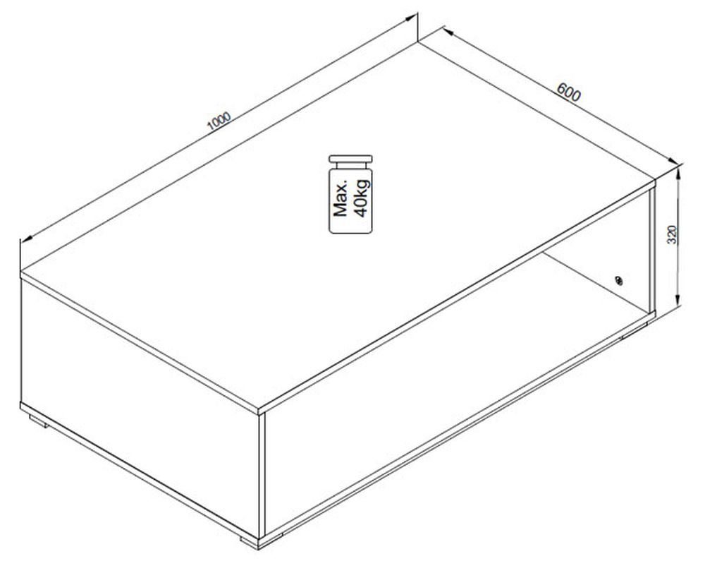 60 Couchtisch 100 Feldmann-Wohnen cm 32 cm B/T/H: cm / / Bruno,