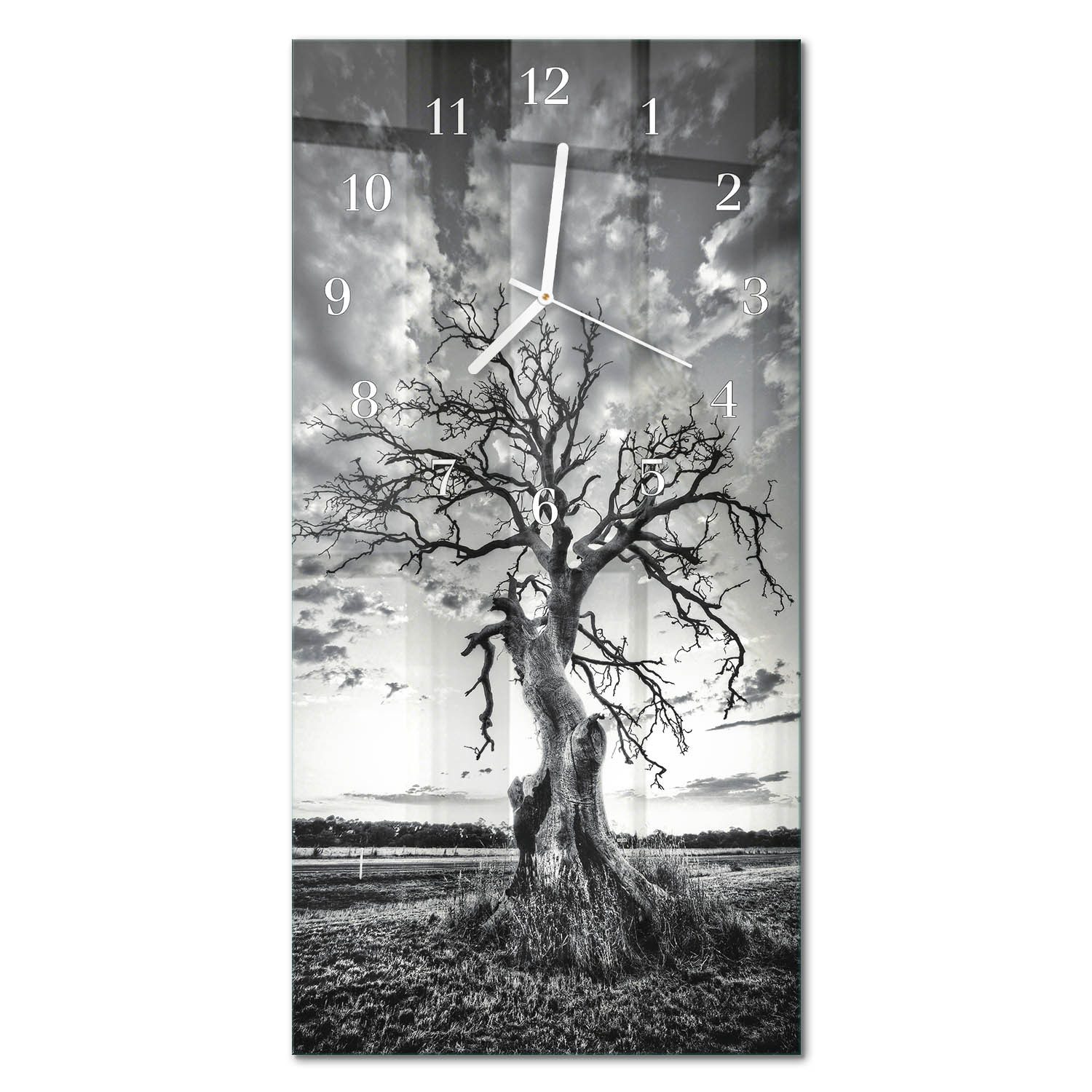 Tulup Wanduhr Wanduhr Dekorative Glasuhr für modernes Zuhause aus Hartglas (Baum, Grau)