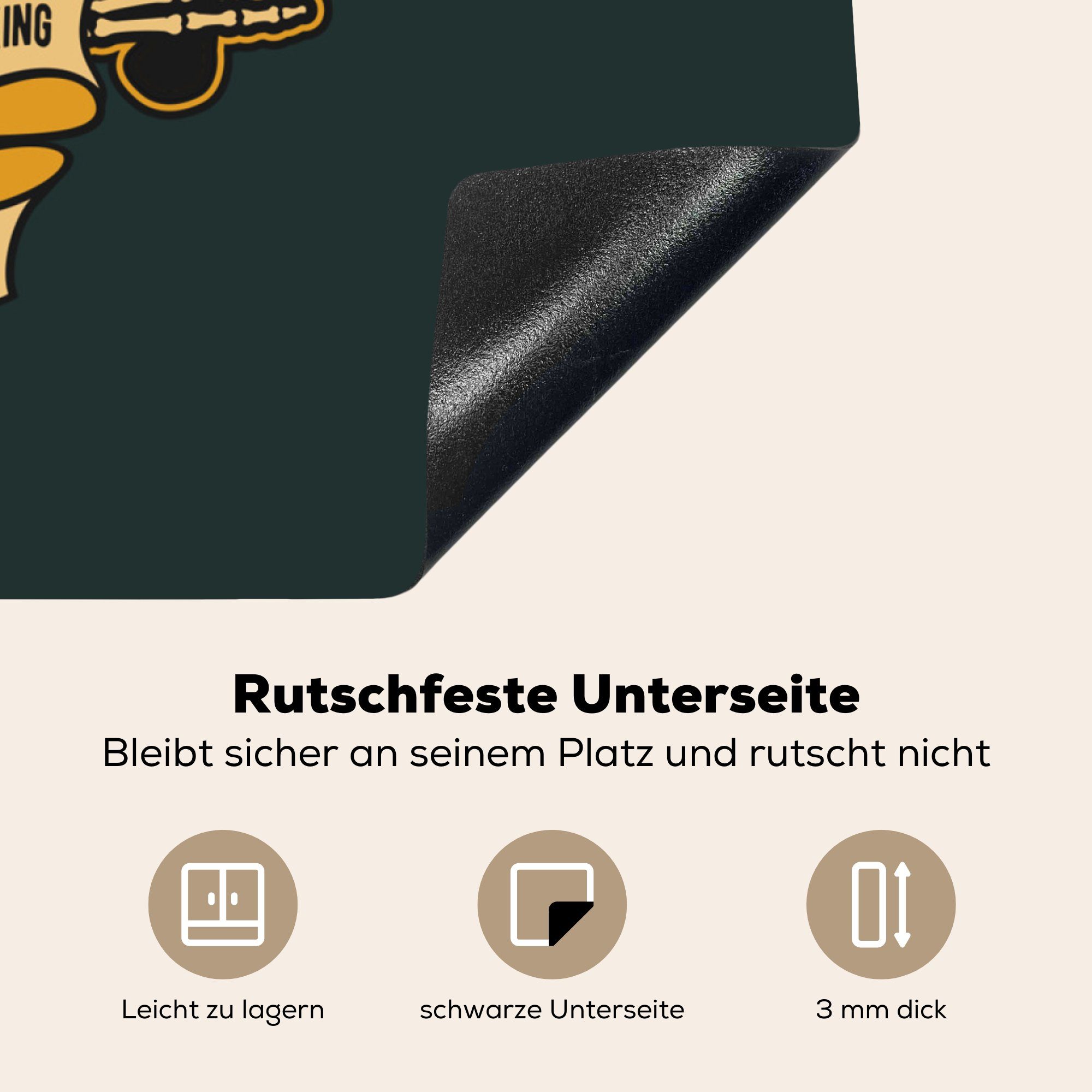 cm, küche Arbeitsplatte (1 - MuchoWow Herdblende-/Abdeckplatte Vinyl, - 78x78 Ceranfeldabdeckung, - tlg), für Retro, Pharao Ägypten Skelett