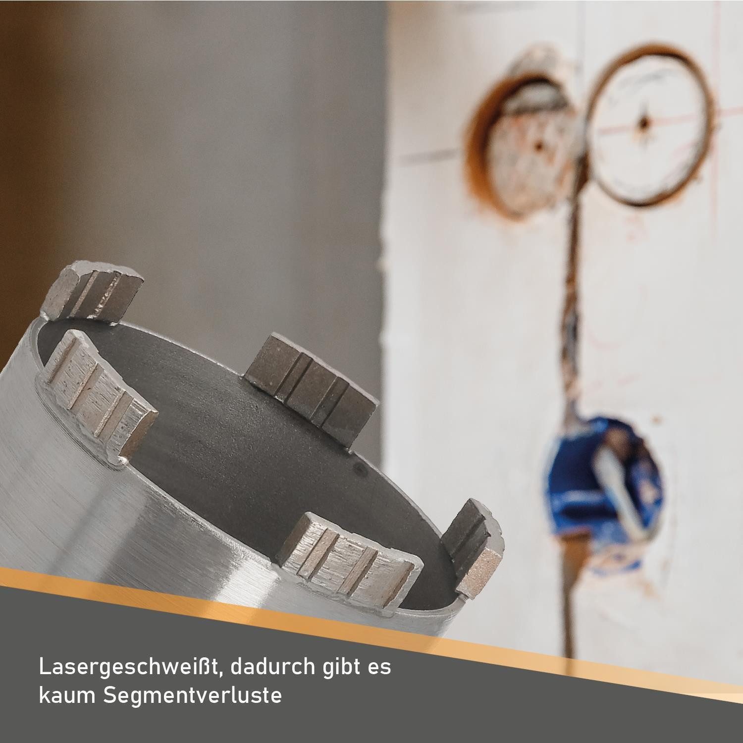 BTEC Diamanttrockenbohrer Diamant Bohrkrone 180mm Ø 52mm SDS + Adapter kurz mit Zentrierbohrer, Ø 52 mm – Bild 4 von 5