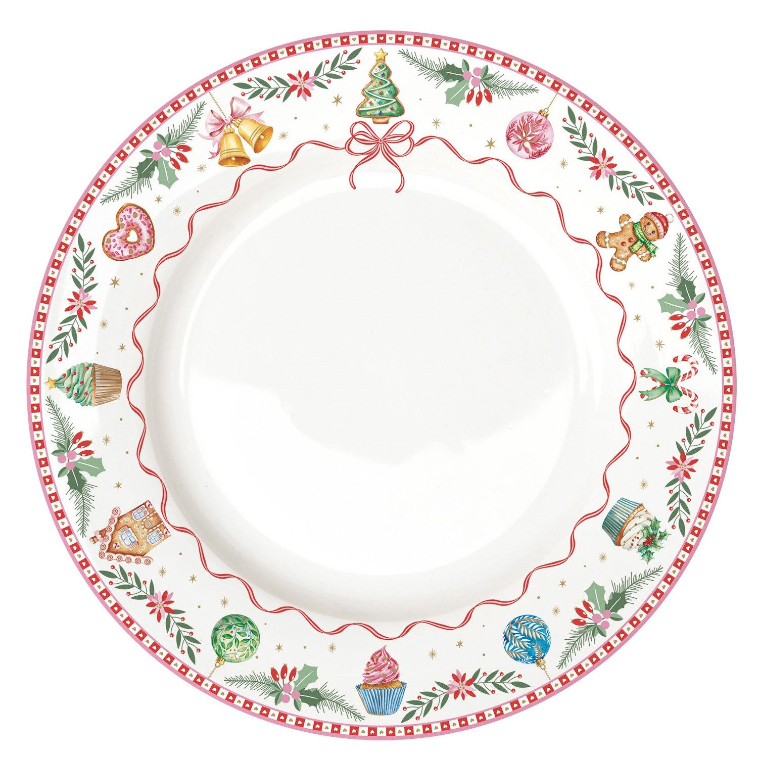 EasyLife Speiseteller Sweet Christmas, Spülmaschinengeeignet, Mehrfarbig, Motiv: Lebkuchen