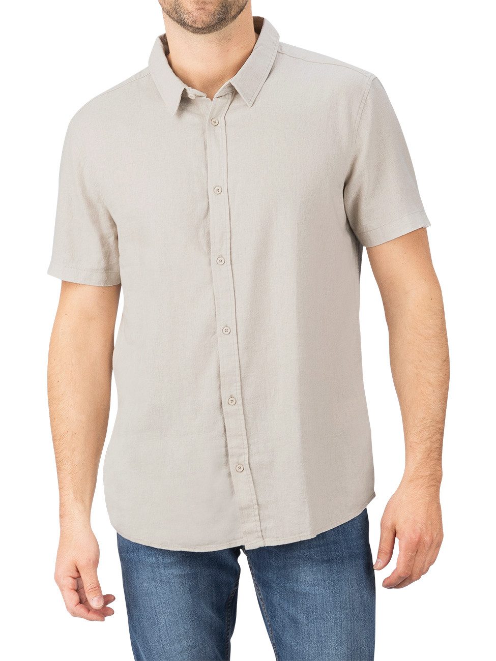 riverso Kurzarmhemd riverso Herren Kurzarm Leinen Hemd RIVCarlo Regular Fit (1-tlg)