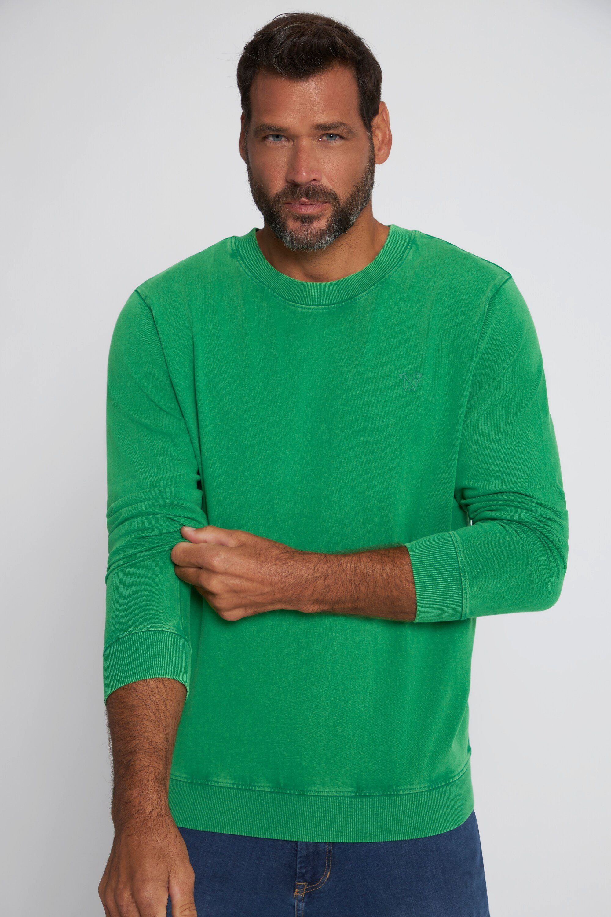 T-Shirt Bauchfit JP1880 Sweatshirt washed grün leichte acid Qualität