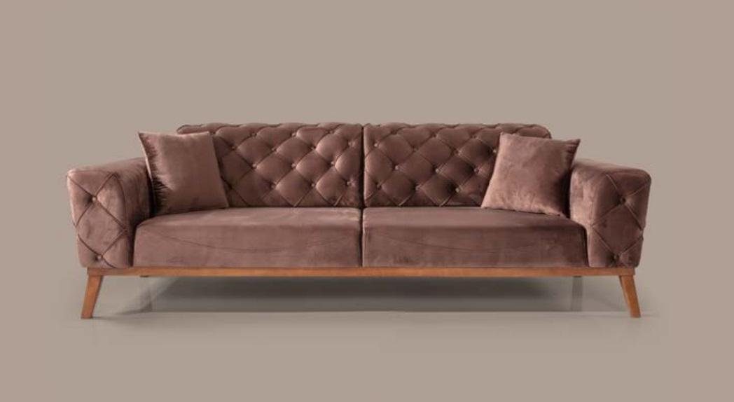 Sofa, Samt Made JVmoebel Sofa Couch in Wohnzimmer Chesterfield Europe Couchen Braune