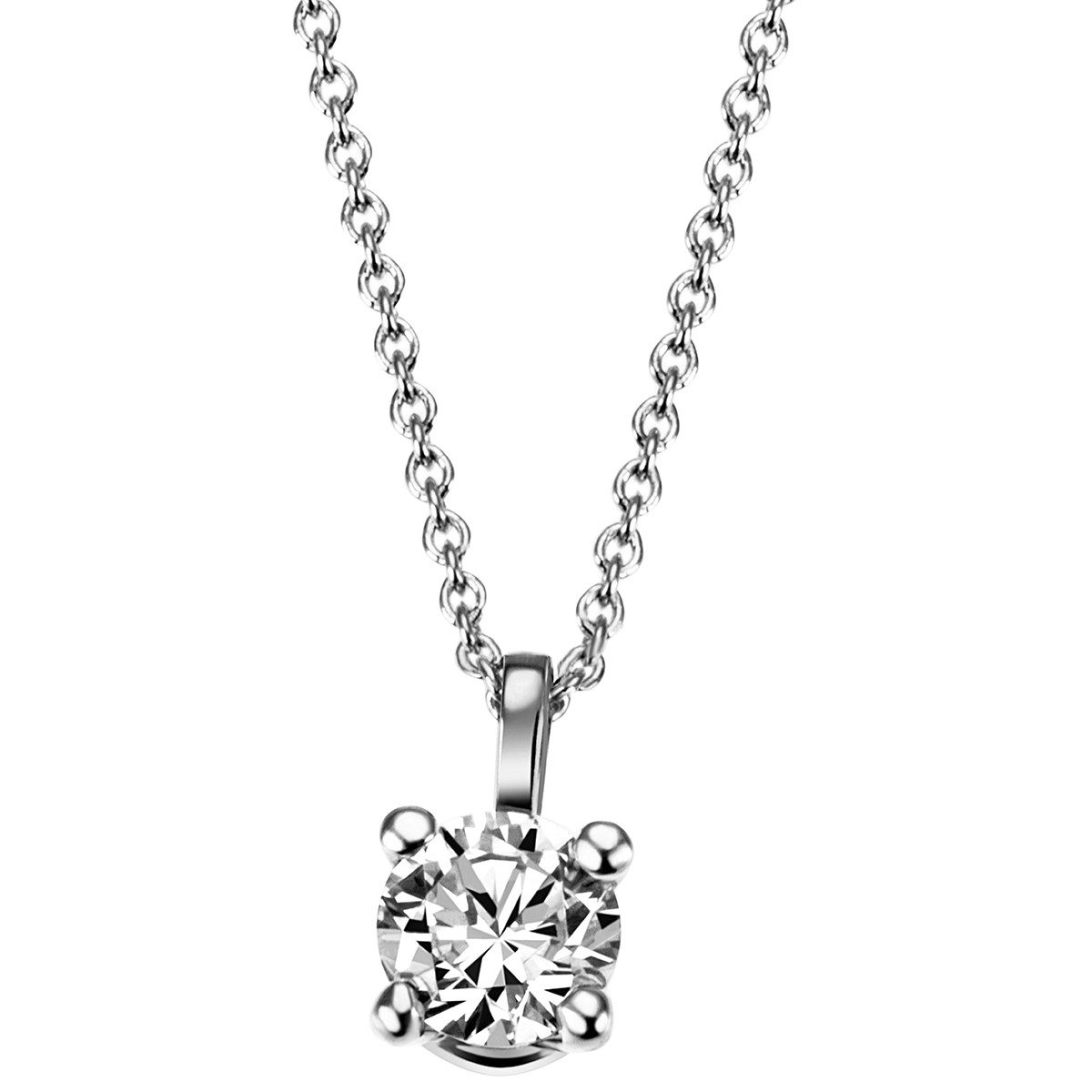 Goldkette Solitär 585/-Weiß- oder Gelbgold, 4er Stotzen, 0,15ct SI