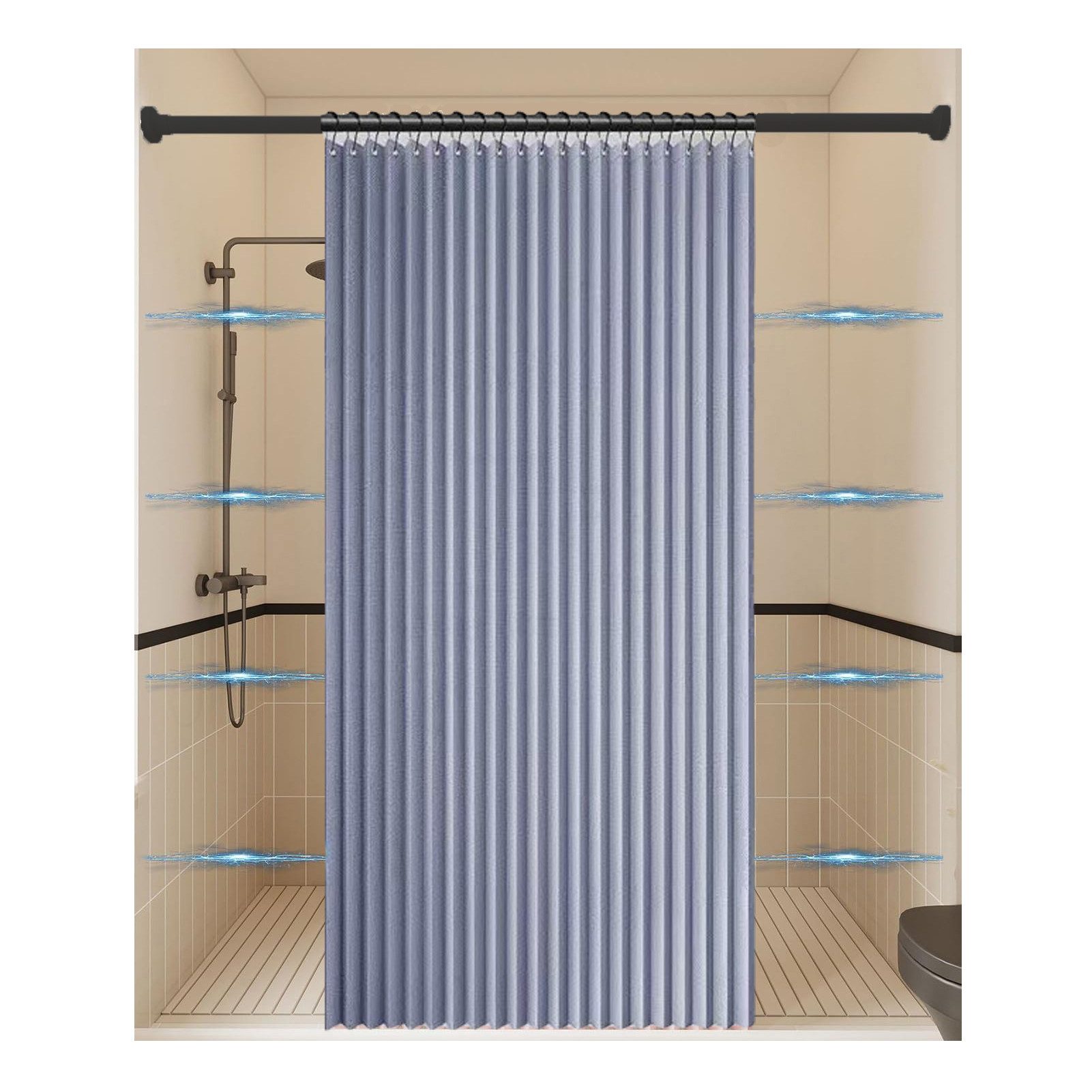 Minicloss Duschvorhang Wasserdichter Magnet-Falt-Duschvorhang, Verdickter L günstig online kaufen