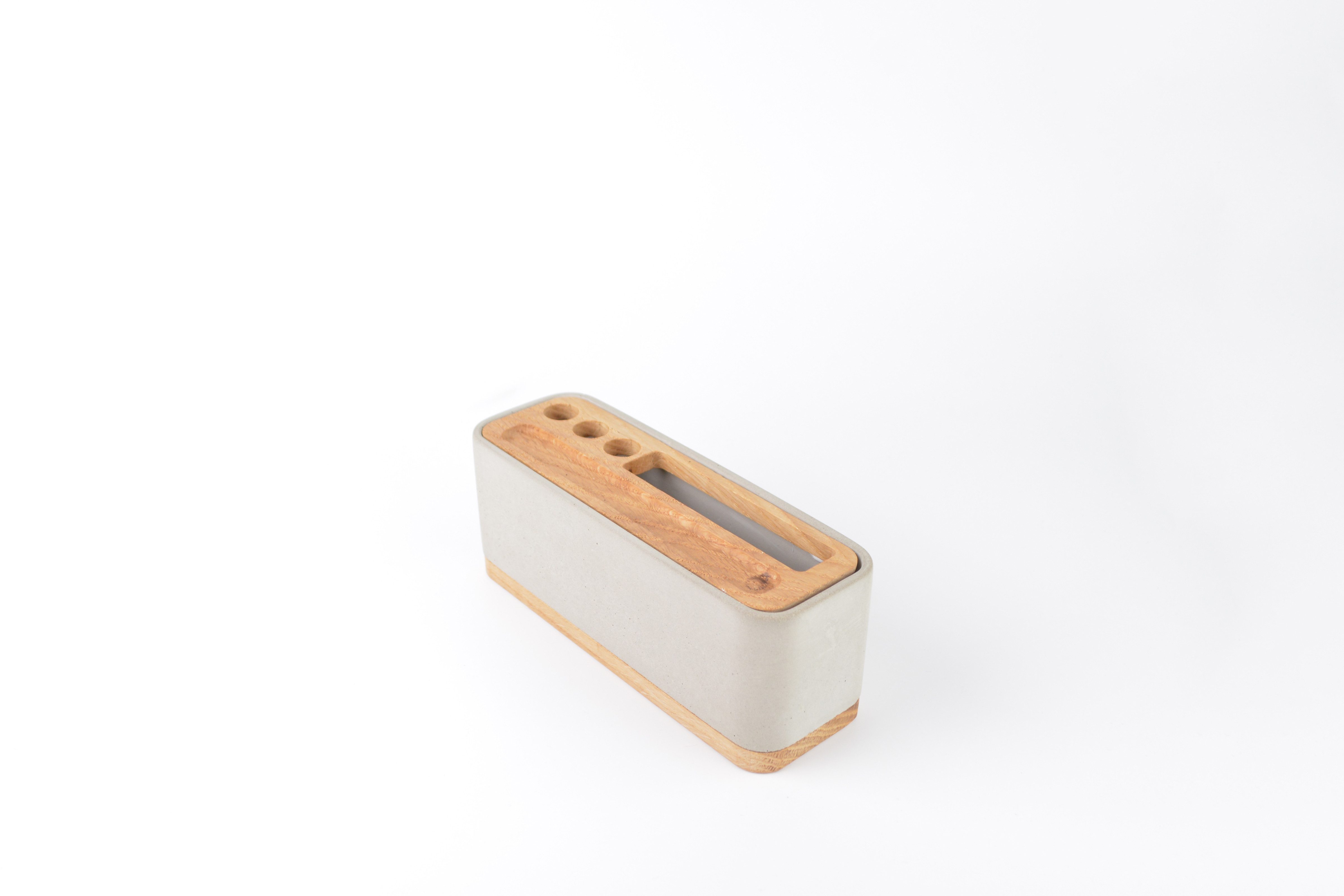 Bannik Organizer Владелец ручки Notizzettel aus Beton und Holz (18x7x6cm), runde, glatte, hochwertige Haptik