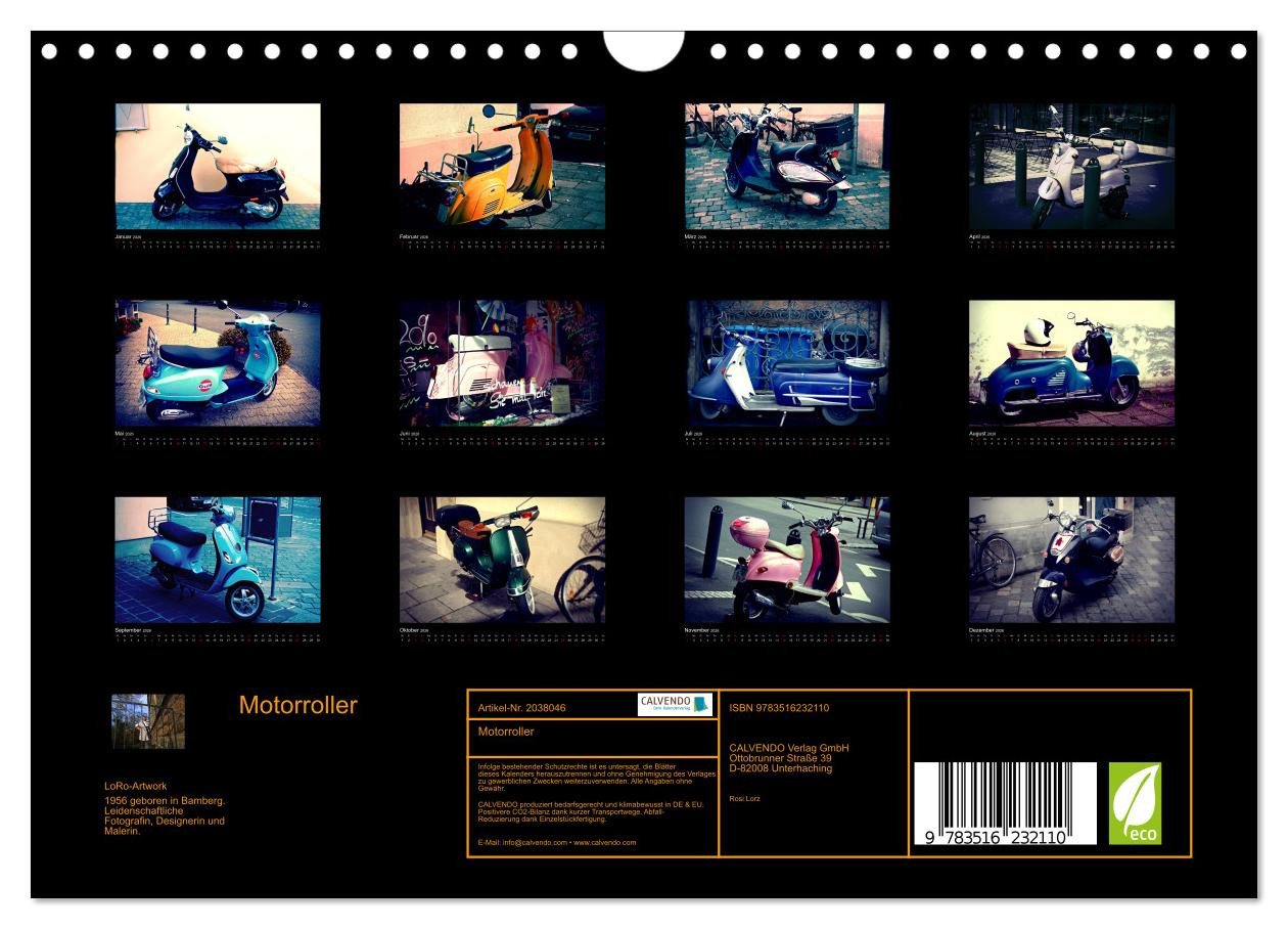 Thumbnail - CALVENDO Wandkalender Motorroller (Wandkalender 2026 DIN A4 quer), CALVENDO Monatskalender