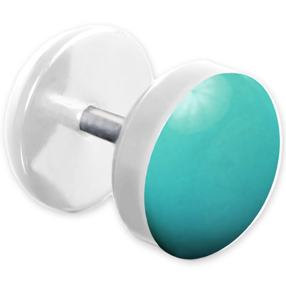 viva-adorno Fake-Ear-Plug 1 Stück Ohrstecker Edelstahl Acryl weiß mit farbig emaillierter Front Hellblau / Türkis