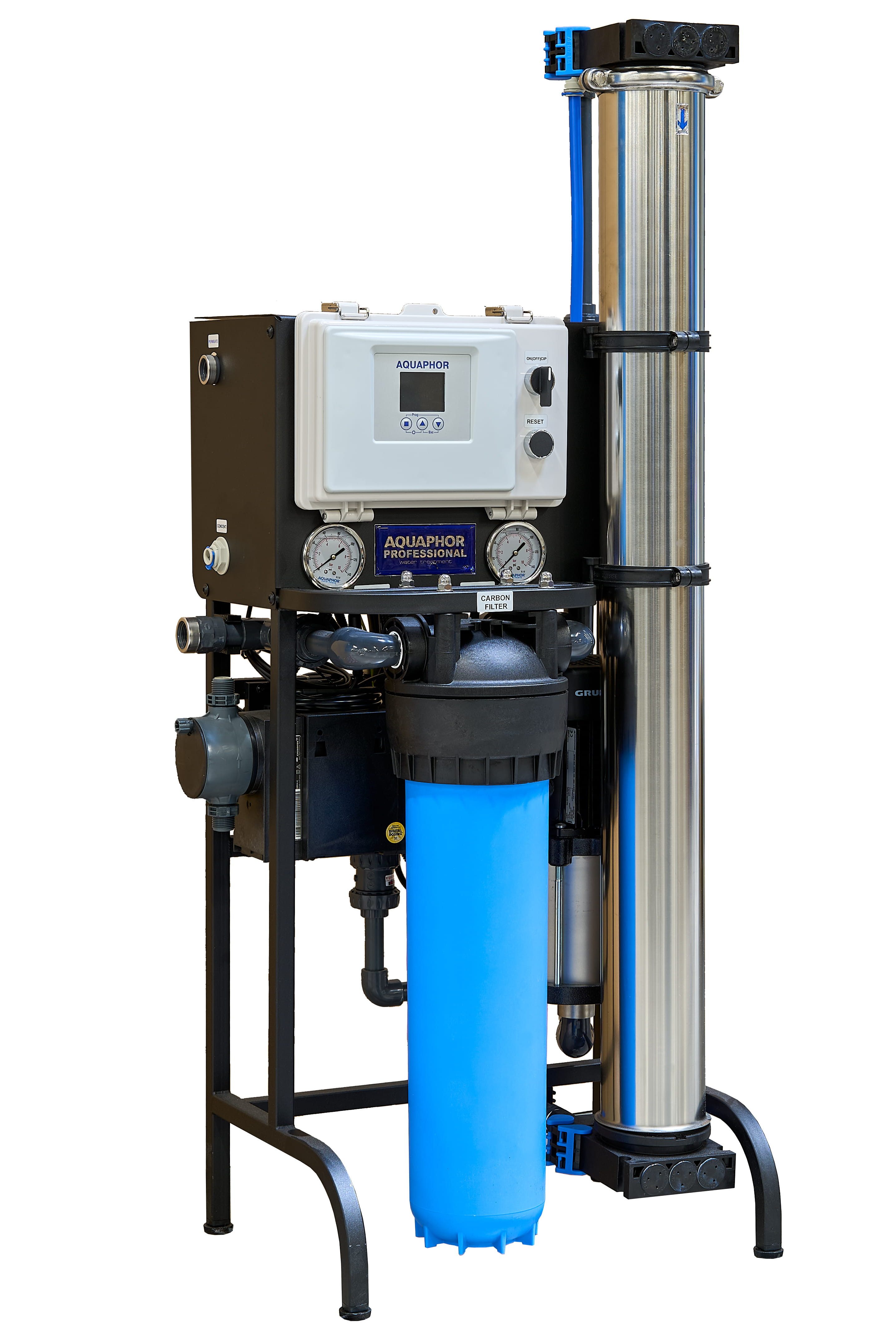 Aquintos Wasseraufbereitung Osmoseanlage APRO-250 Black Edition, für Umkehrosmose, 250 Liter / Stunde, SPS-Steuerung, App-Anbindung