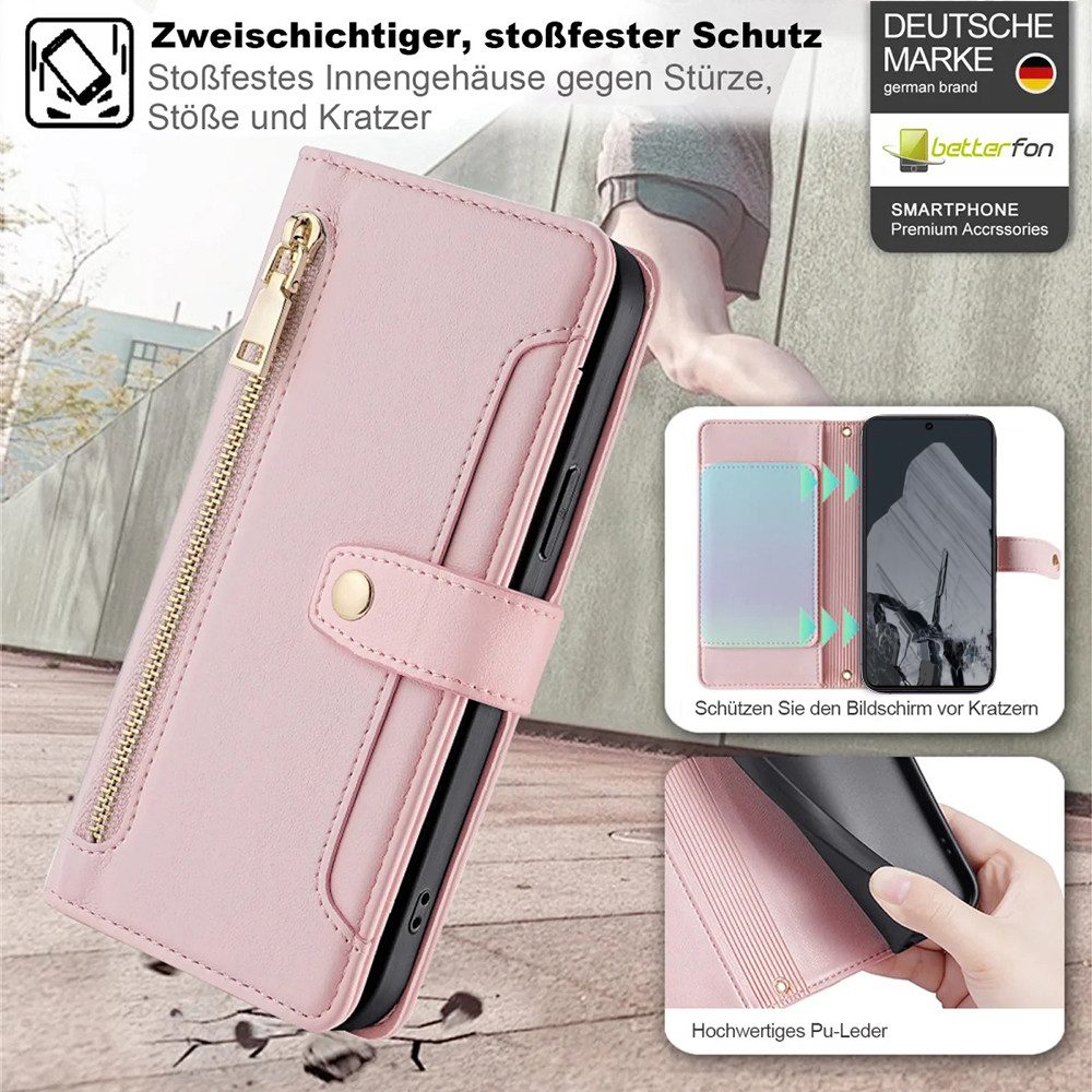 betterfon Handykette für Google mit Band Kartenfächer PU Leder Umhängetasche, Hände frei – mit Silikonhülle & Schnur für flexiblen Alltag