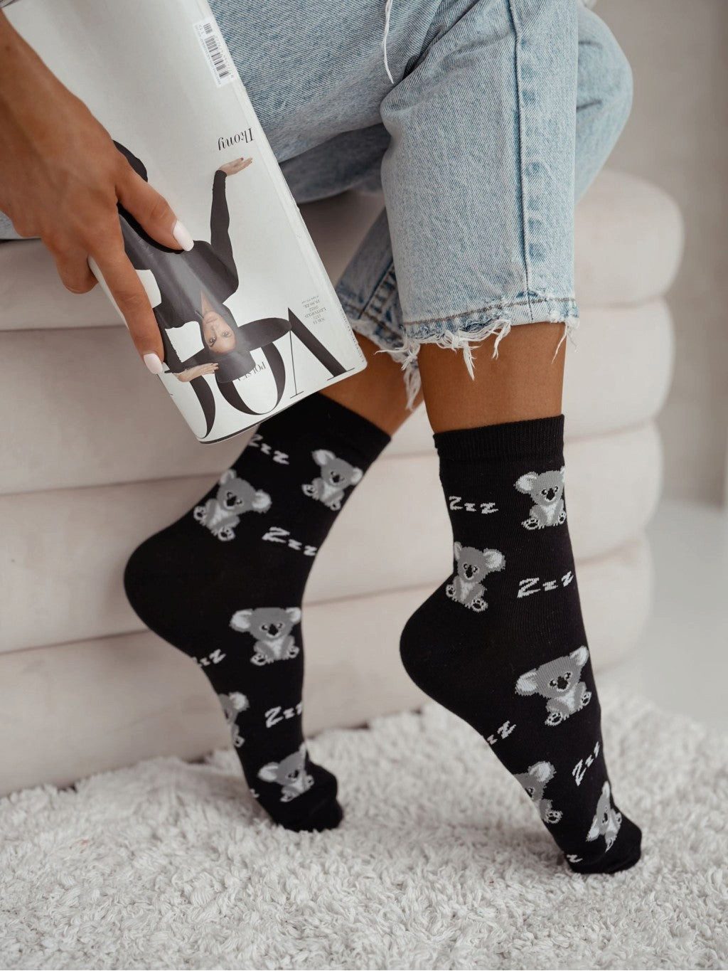 Lycille Socken 1 Paar Lycille Socken 37/41 aus Baumwolle KOALA-Muster