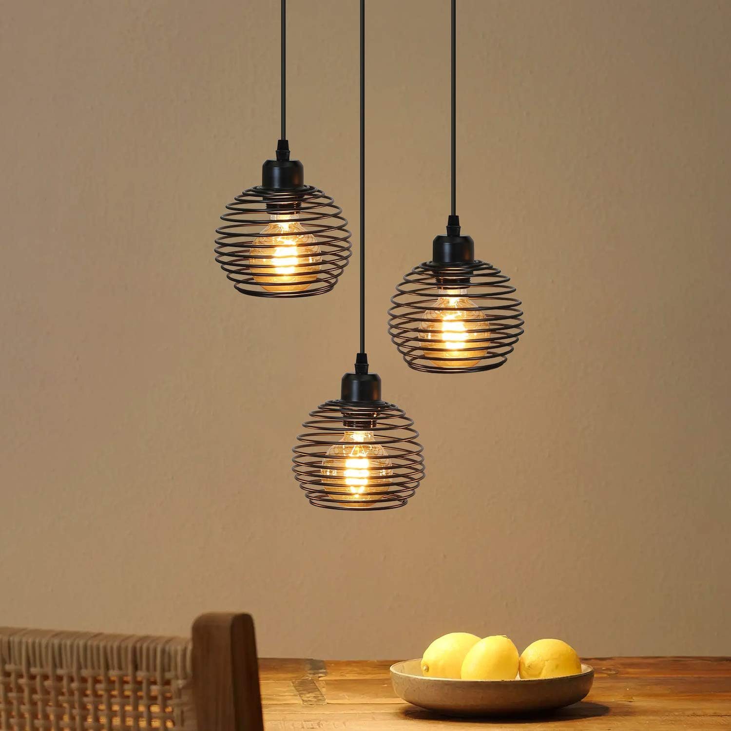 Nettlife Pendelleuchte Schwarz Esstisch Vintage Metall E27 Hängelampe Retro günstig online kaufen