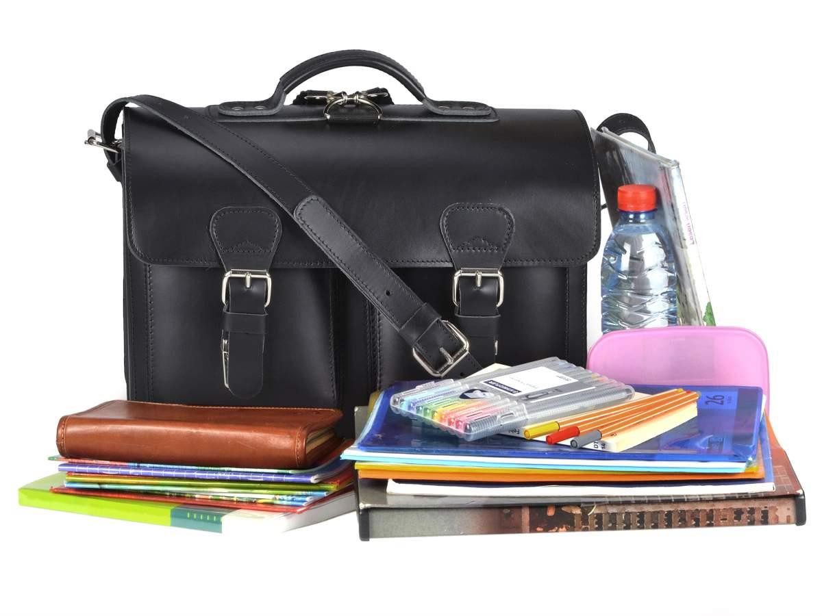 Ruitertassen Aktentasche Lehrertasche Damen Herren Leder 38x27cm 2 Fächer mit Rückengurten, 38 cm Lehrertasche mit 2 Fächern, auch als Rucksack zu tragen, Leder