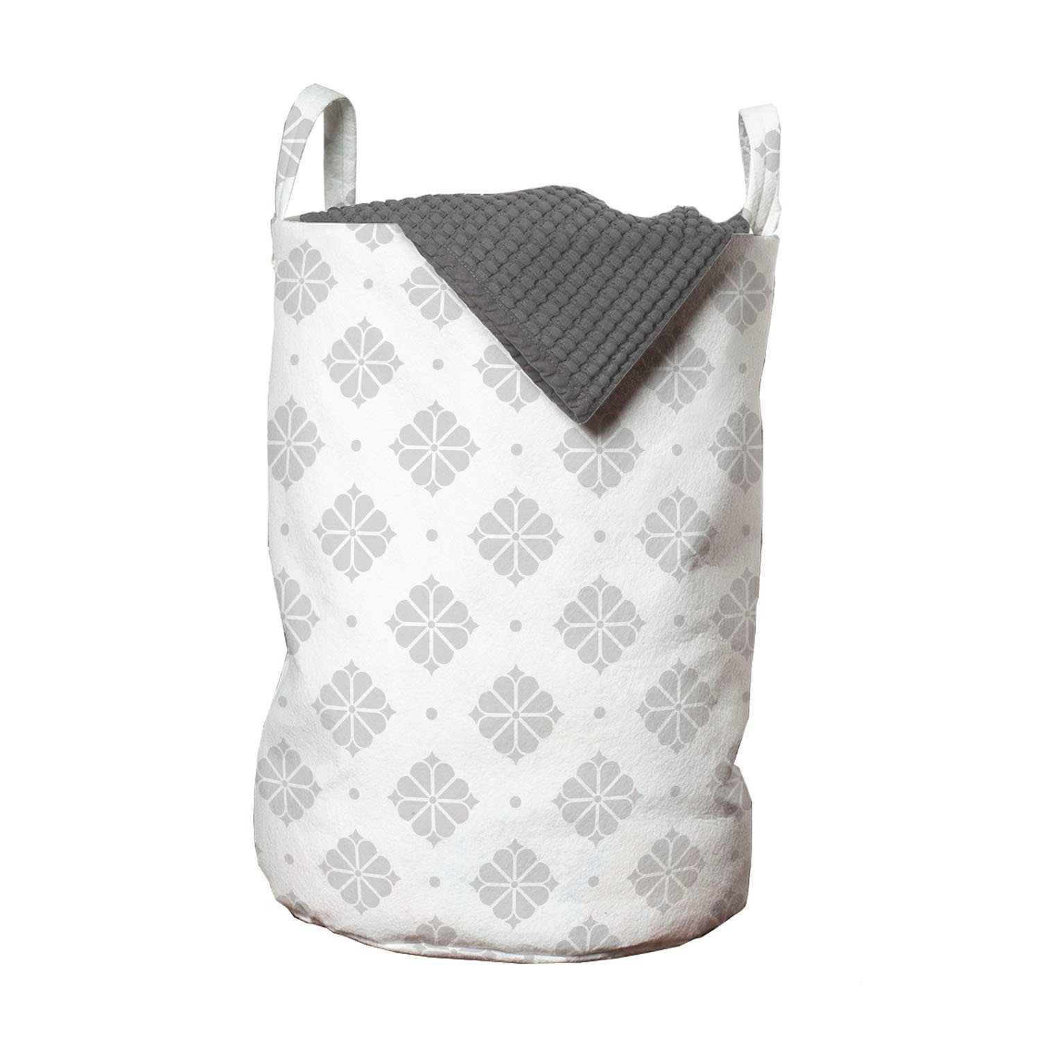 Abakuhaus Wäschesäckchen Wäschekorb mit Griffen Waschsalons, für Blumenmotiv-Tupfen Kordelzugverschluss Damast-Grau