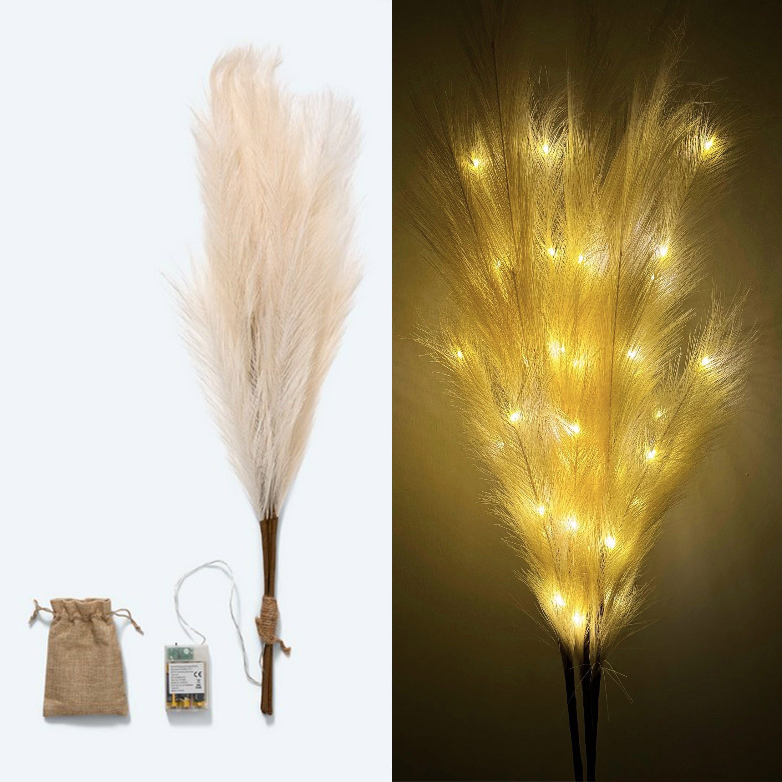 Kunstpflanze künstliches Pampasgras mit LED-Beleuchtung, Timer - 80 bis 115 günstig online kaufen