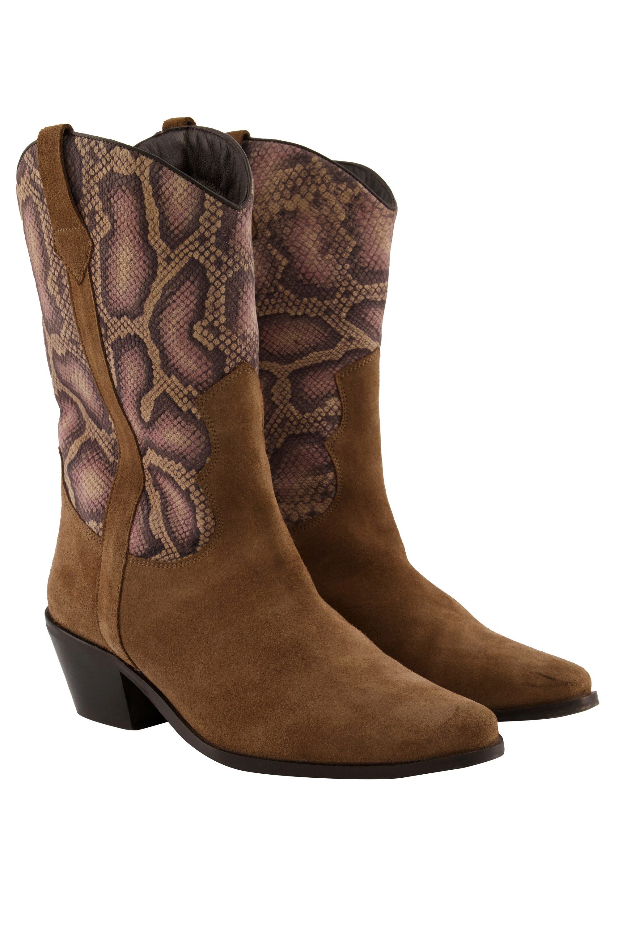 Ulla Popken Leder-Western-Stiefeletten Veloursleder Weite H Stiefel günstig online kaufen