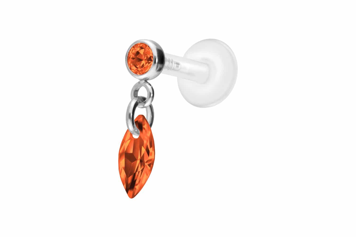 PIERCINGLINE Piercing-Set PTFE Labret mit Innengewinde + Titan-Aufsatz KRISTALLOVAL (Labrets, 1-tlg)