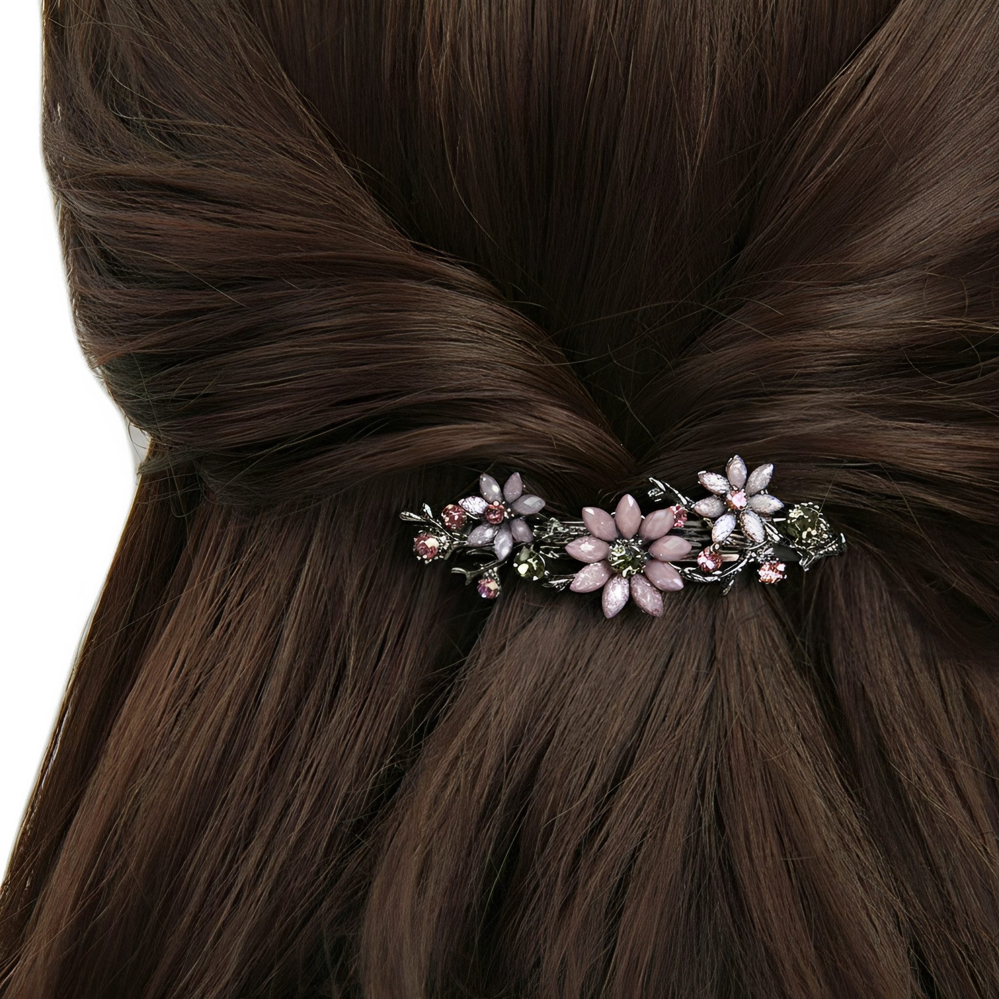 The Beauty House Haarspange Elegante Haarspange mit floralen Details und funkelnden Steinen, – stilvolles Accessoire für jeden Anlass