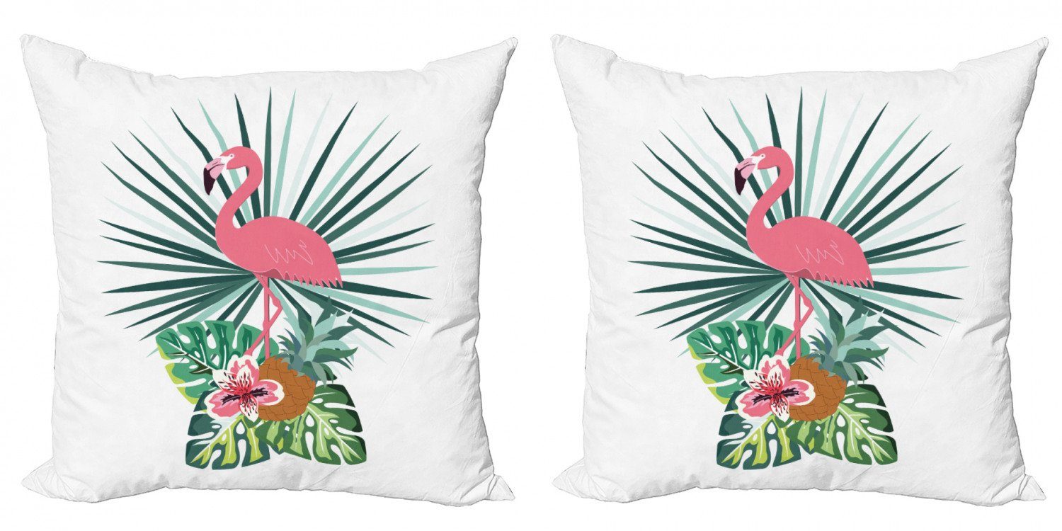 (2 Kissenbezüge Modern Abakuhaus Ananas Exotisch Accent Digitaldruck, Doppelseitiger Stück), Flamingo Botanik