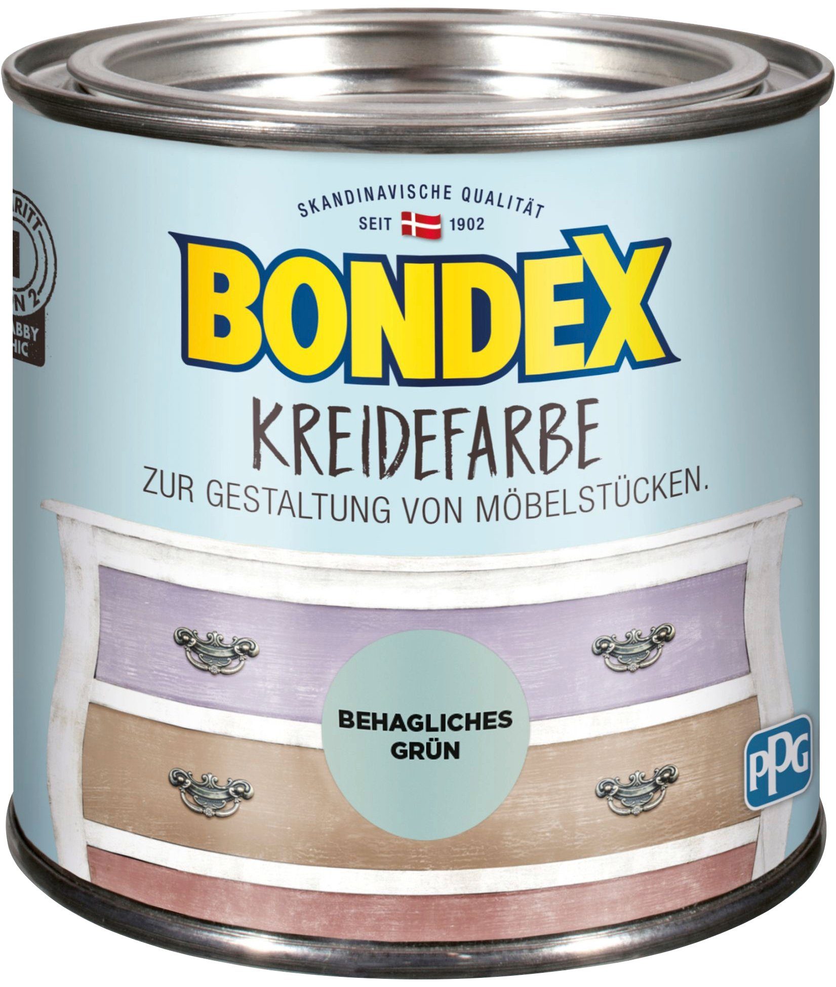 Bondex Kreidefarbe KREIDEFARBE, zur Gestaltung von Möbelstücken, 0,5 l Behagliches Grün