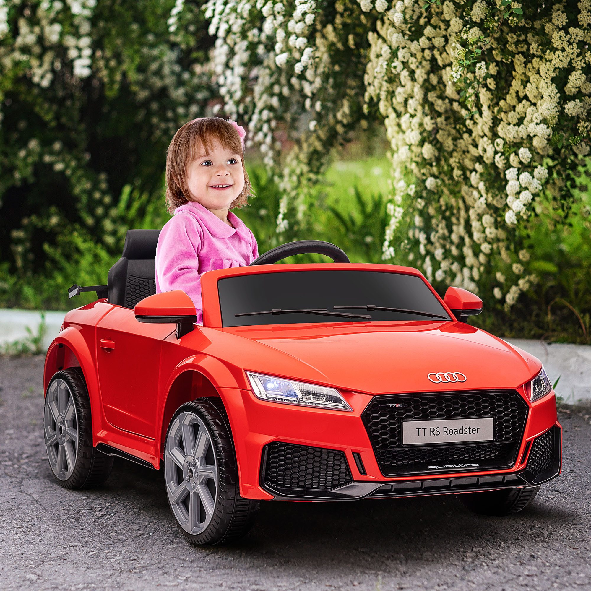 HOMCOM Elektro-Kinderauto Kinderauto mit Scheinwerfer, Belastbarkeit 25 kg, (1-tlg), Rot 102 x 60 x 44 cm