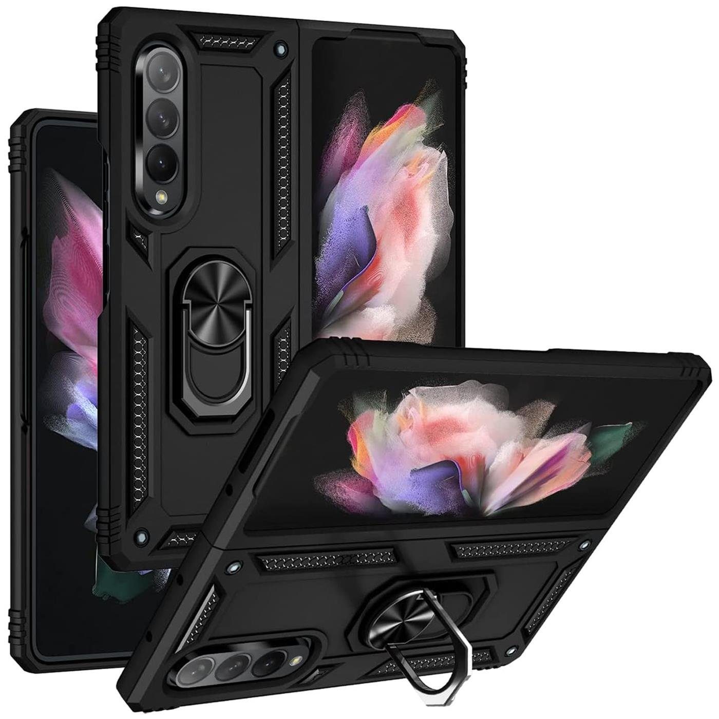 CoolGadget Handyhülle Armor Shield Case für Samsung Galaxy Z Fold 4 7,6 Zoll, Outdoor Cover Magnet Ringhalterung Handy Hülle für Galaxy Z Fold 4 5G