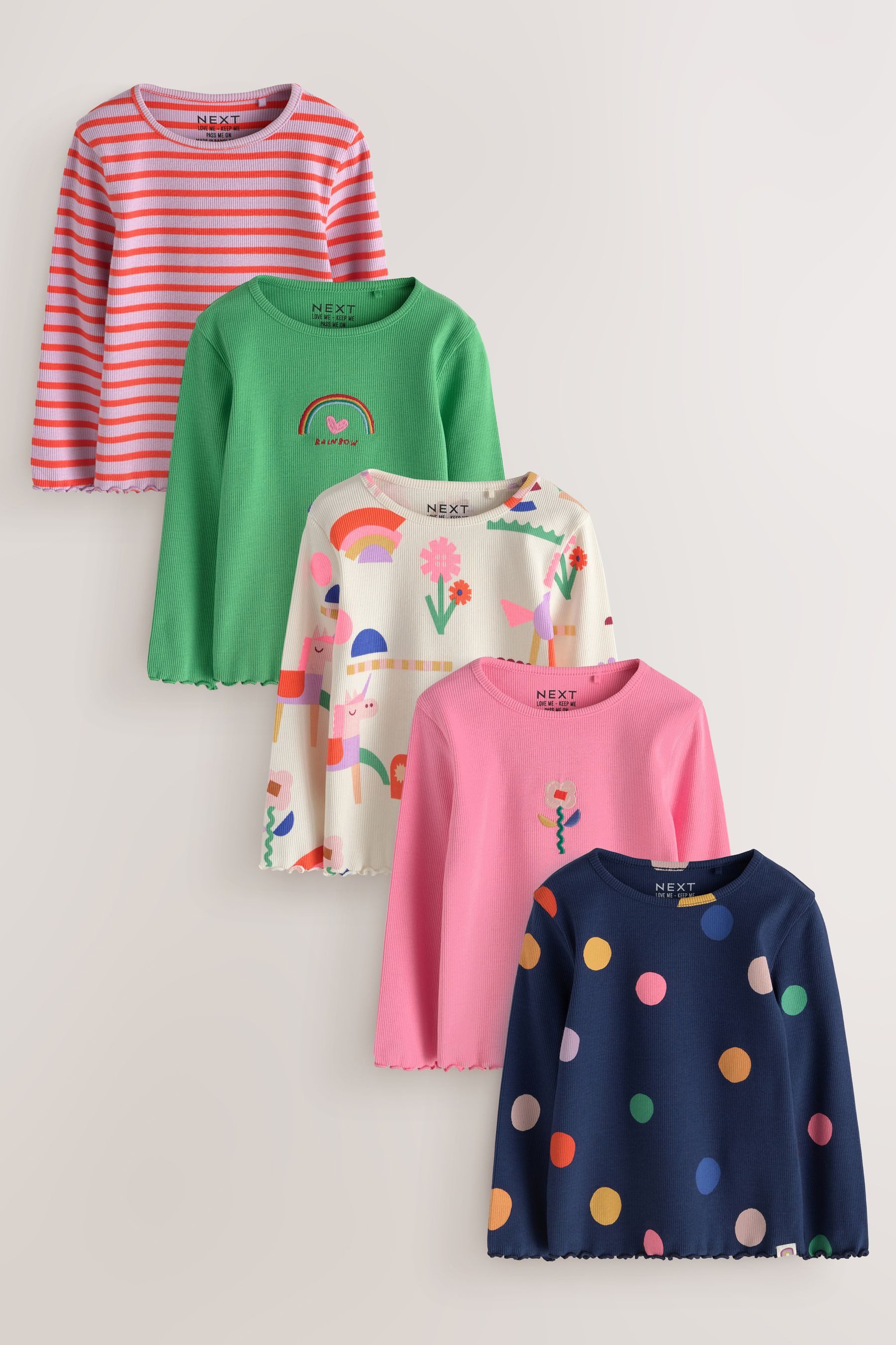 Next Langarmshirt 5er-Pack gerippte Langarmoberteile (5-tlg)