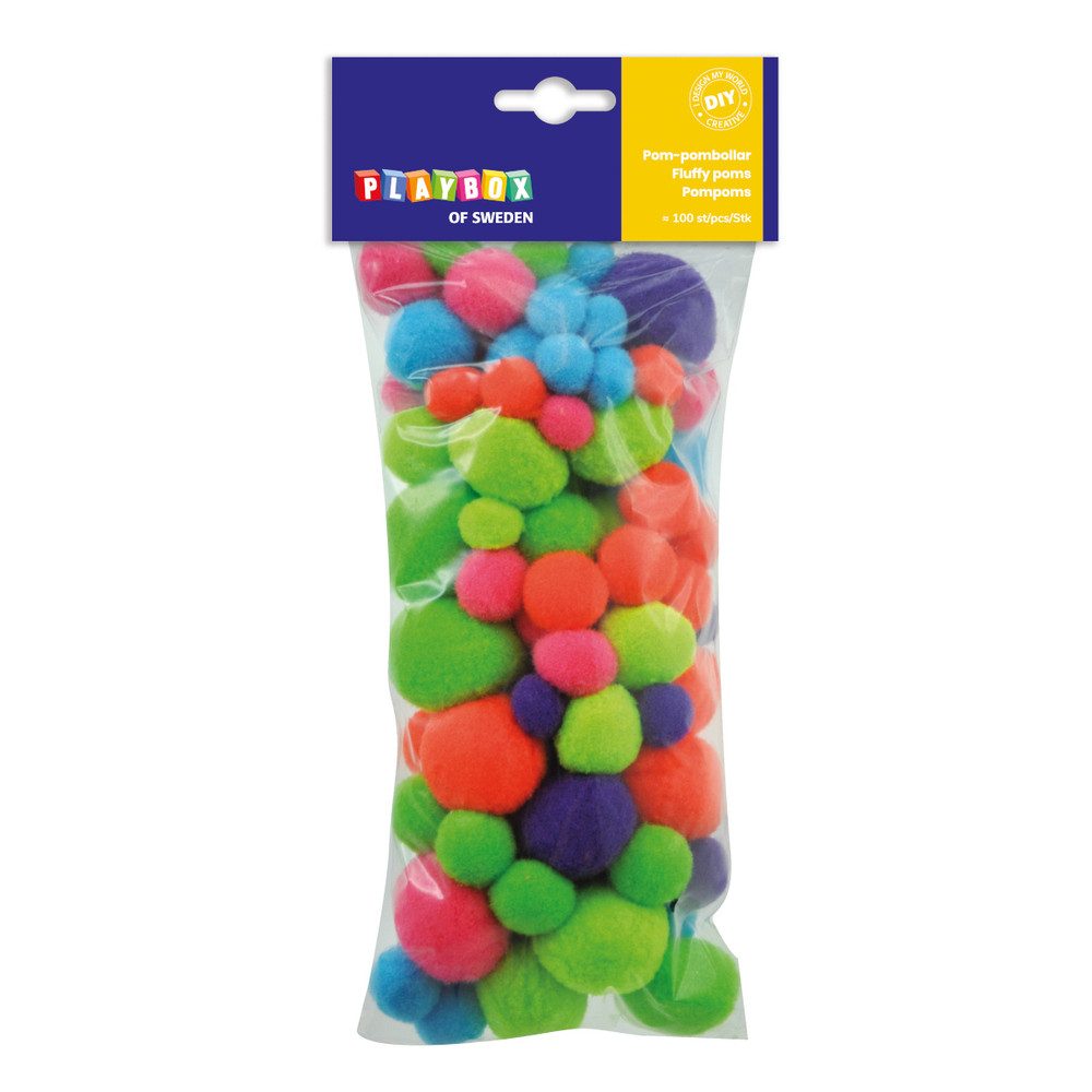 Playbox Kreativset Pompoms neon - 100 Stück