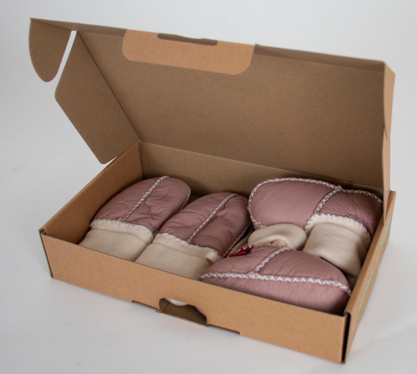 Reissner Lammfelle Baby Booties und Fäustl. Lammfell Set COLMAR Strickbünd. und Ziernaht Babystiefel