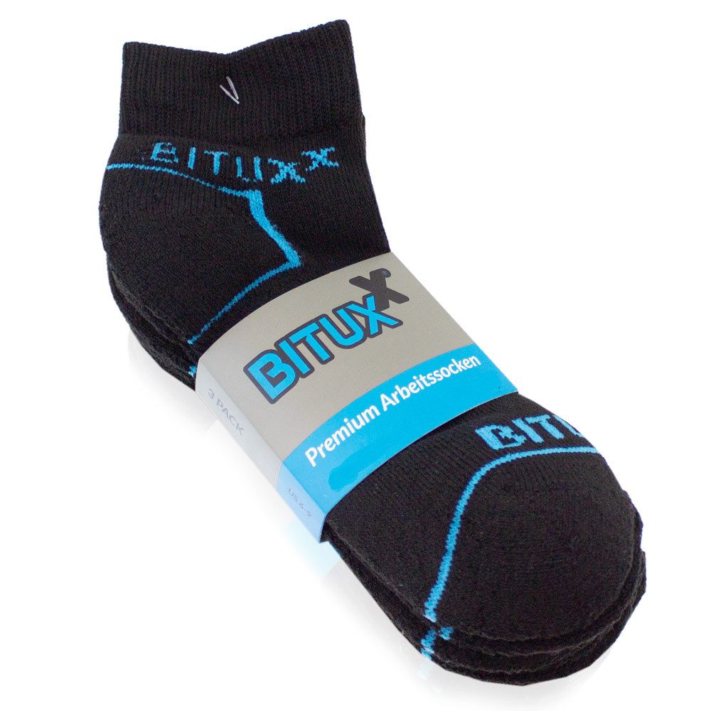 Bituxx Socken 3 Paar Quaters Freizeit & Arbeitssocken Schwarz 39-42 (Spar-Set, MS-18322)