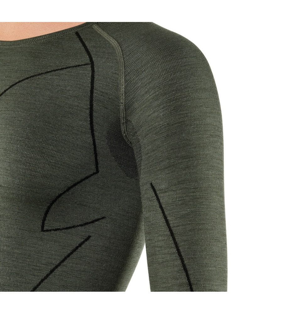 FALKE Langarmshirt Wool Tech (Merinowolle) Unterwäsche olivegrün Damen