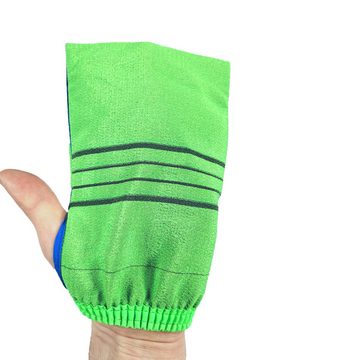 Fieting Körperpeeling Peelinghandschuh beidseitig verwendbar - 2 Stück (Grün l Rot)