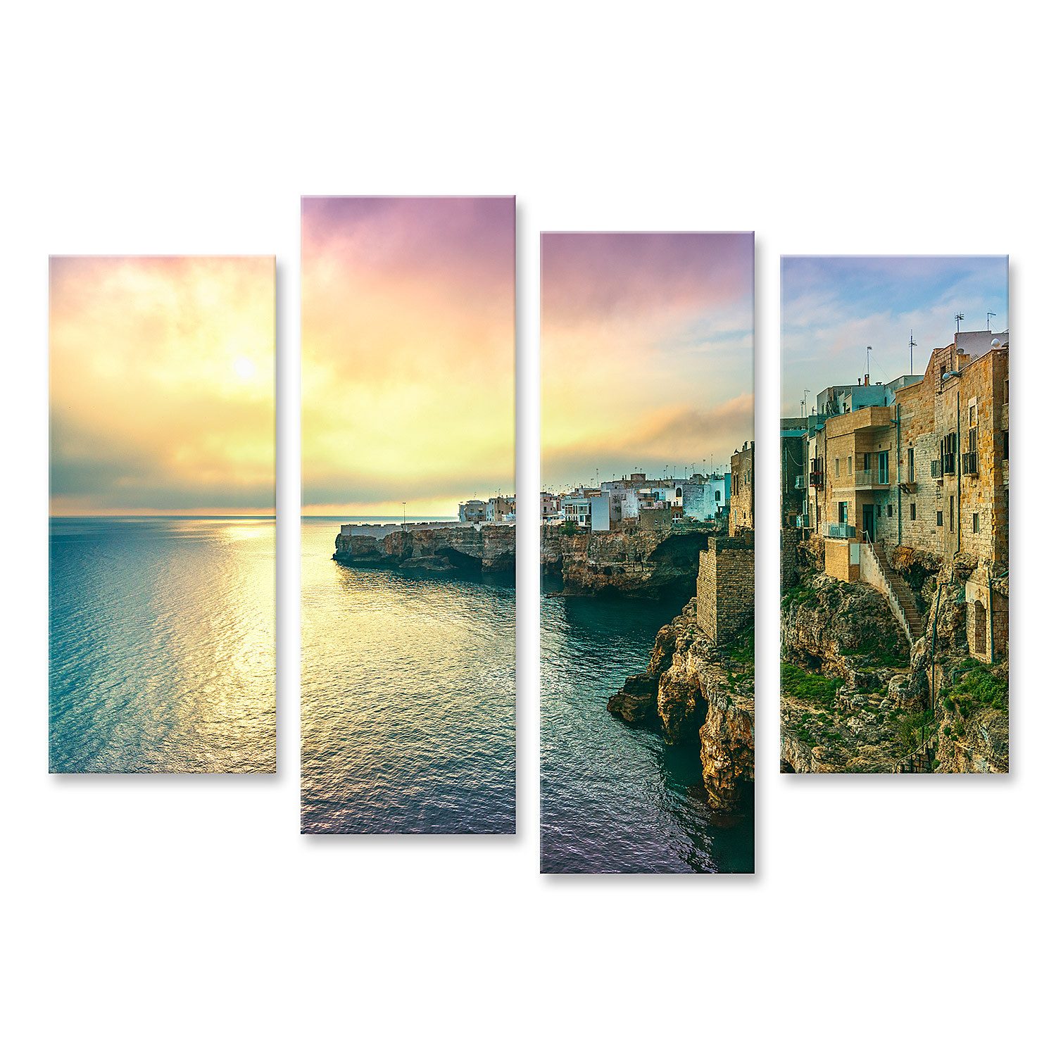 islandburner Leinwandbild Polignano Mare Dorf Sonnenaufgang Bari Apulien Italien Felse Bilder