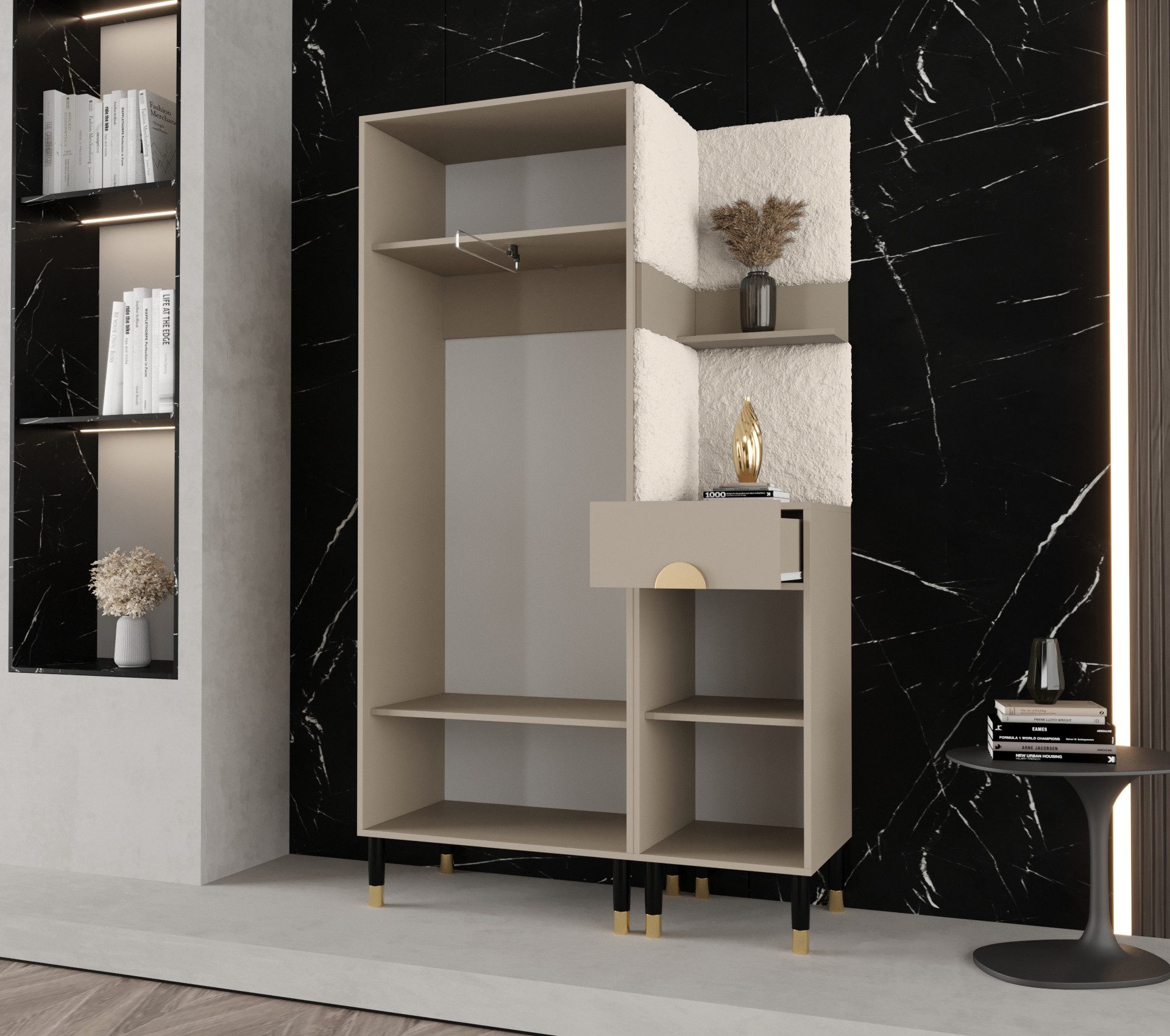 ABIKS MÖBEL Kompaktgarderobe PALERMO Set 6 Garderobe mit gepolsterten Paneelen, Industriell Design – Bild 3 von 4